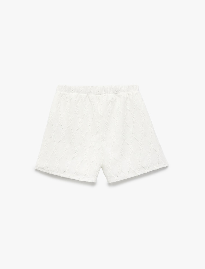 Kız Çocuk Brodeli Detaylı Beli Lastikli Şort