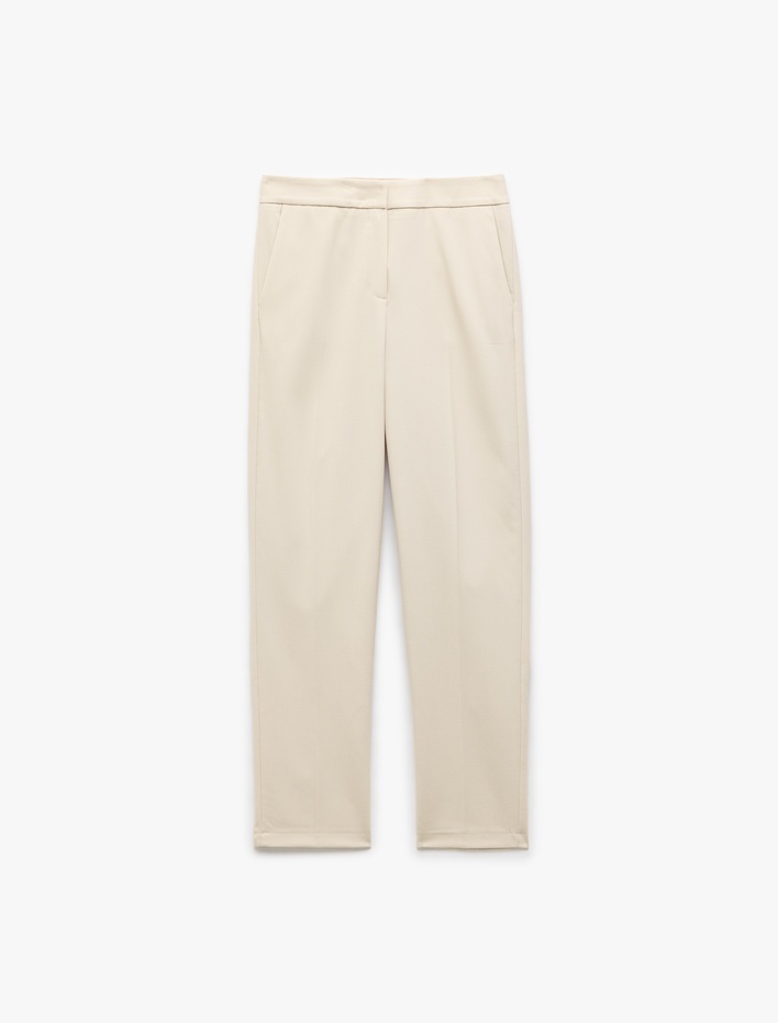  Slim Fit Cepli Yüksek Bel Cigarette Kumaş Pantolon