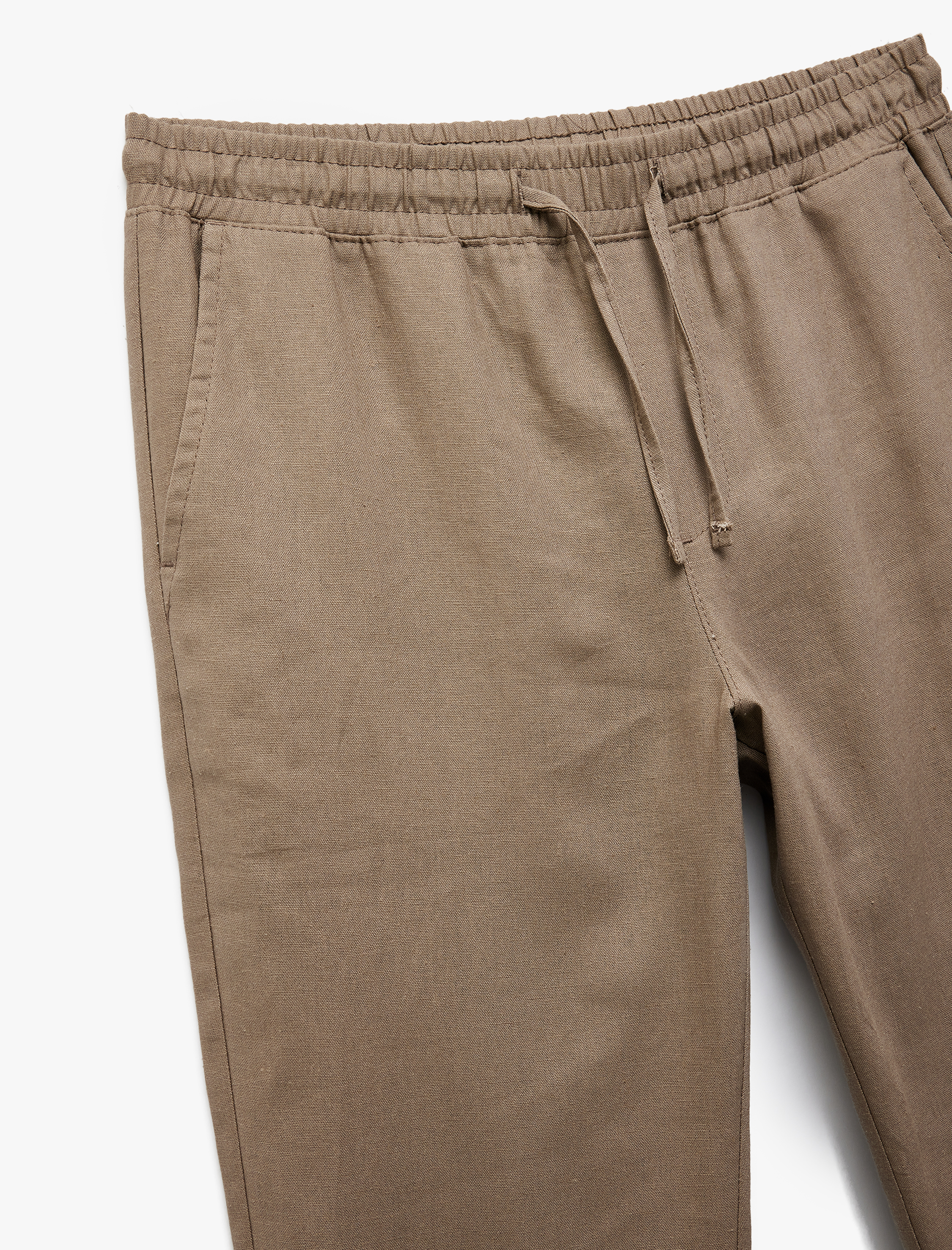   Beli Bağcıklı Keten Viskon Karışımlı Chino Pantolon