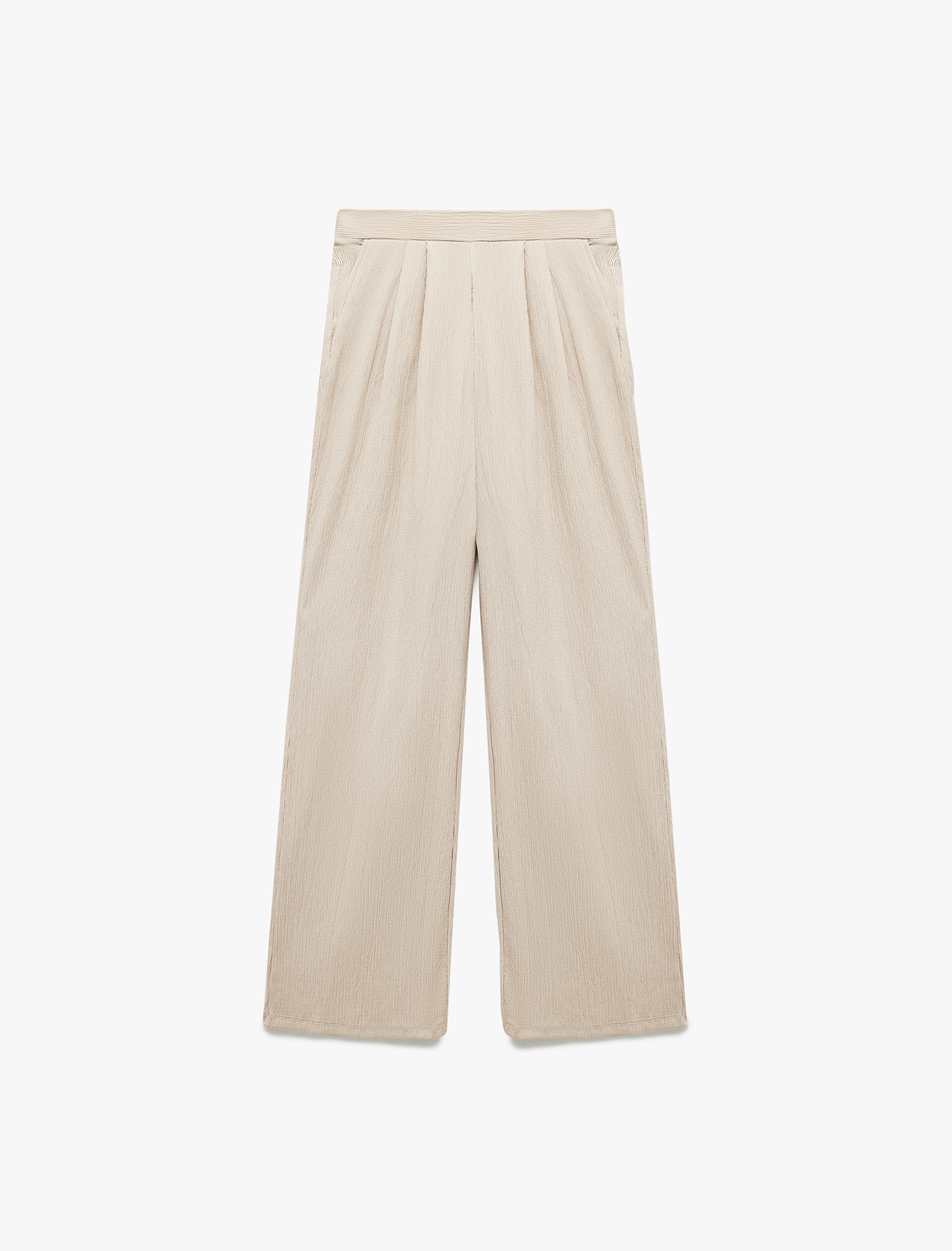   Regular Fit Cepli Pile Detaylı Geniş Paça Kumaş Pantolon