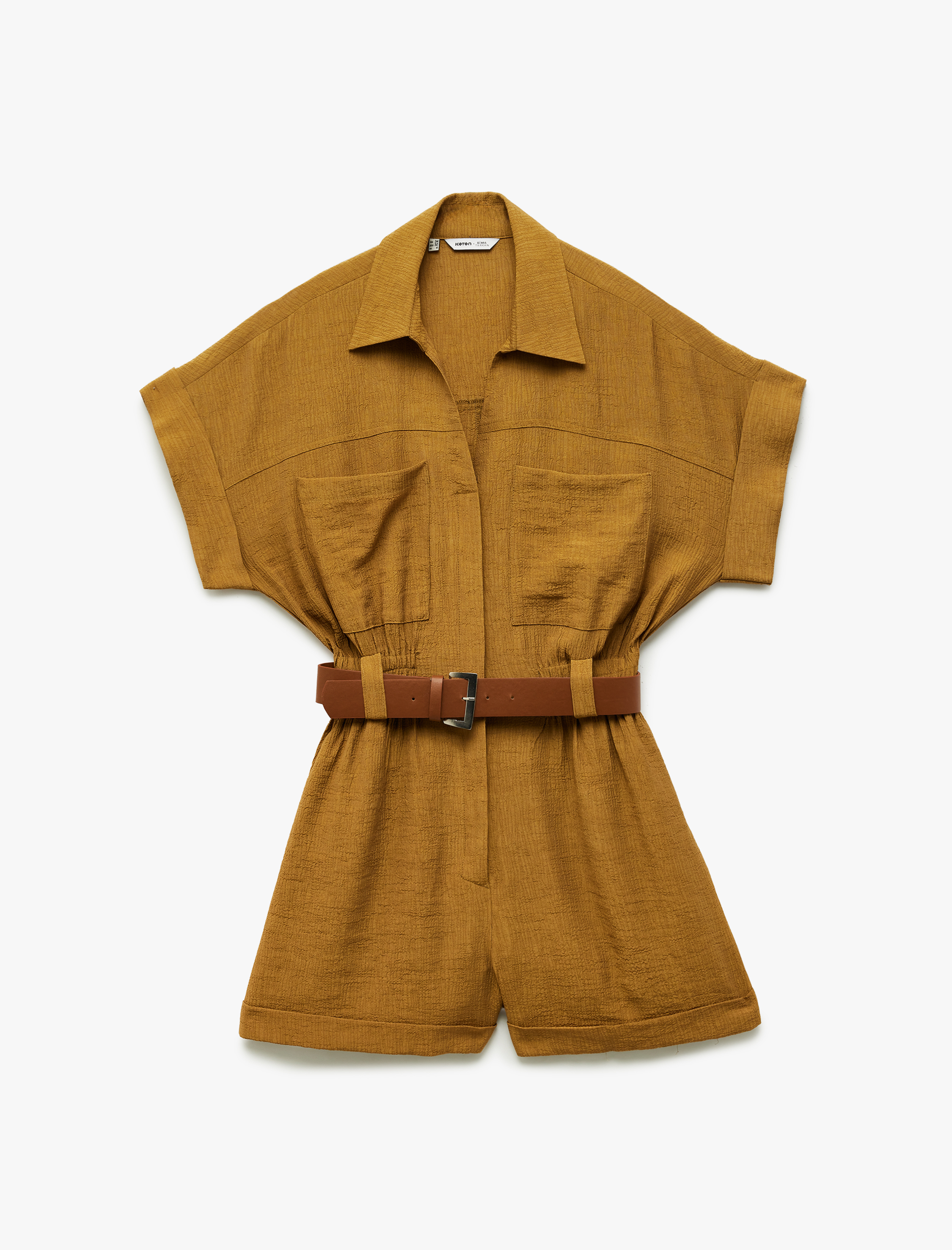 Koton X Sima Tarkan - Viskon Cepli Kemerli Kısa Kollu Şort Tulum