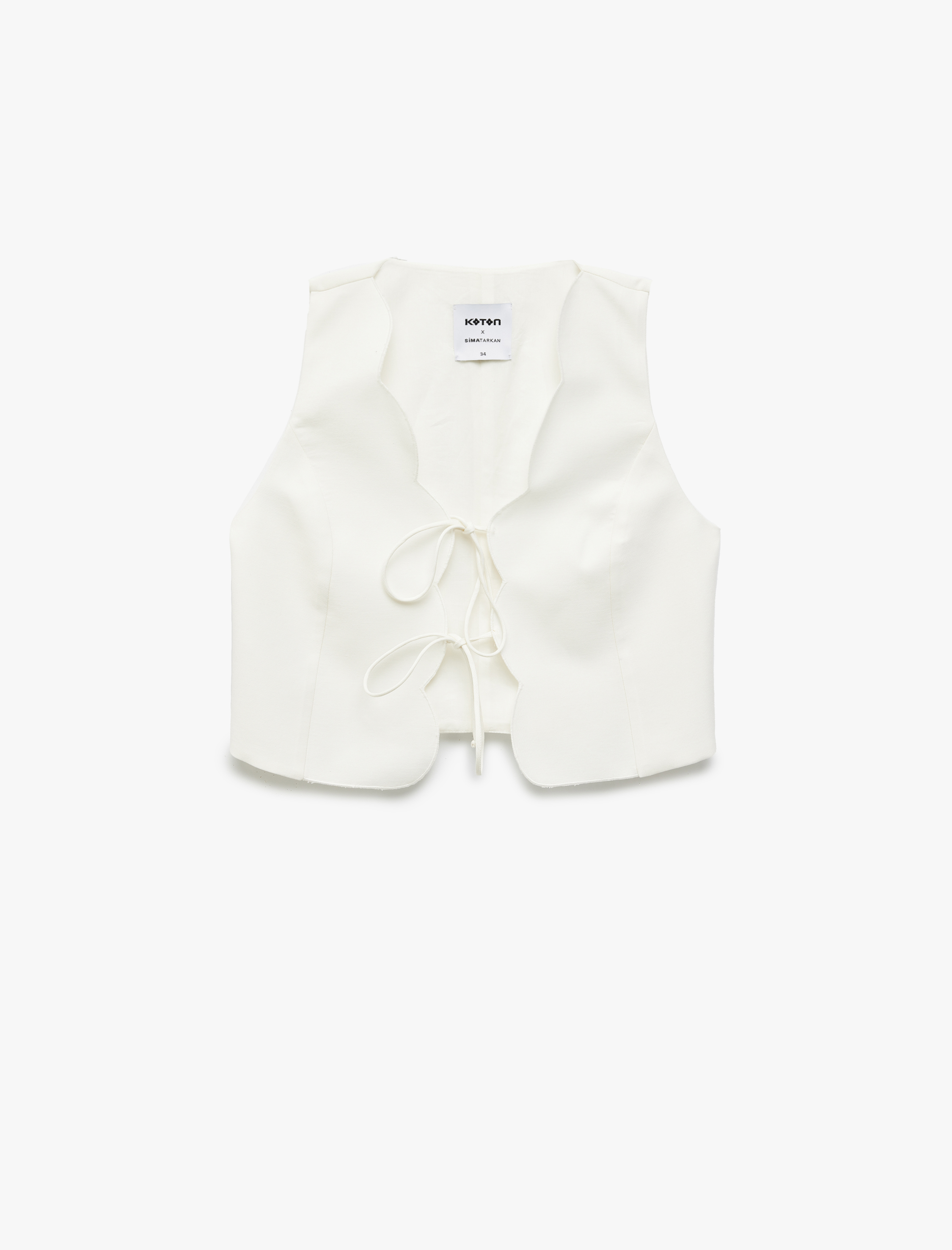   Koton X Sima Tarkan - Astarlı Viskon Fiyonklu Önden Bağlamalı Yelek