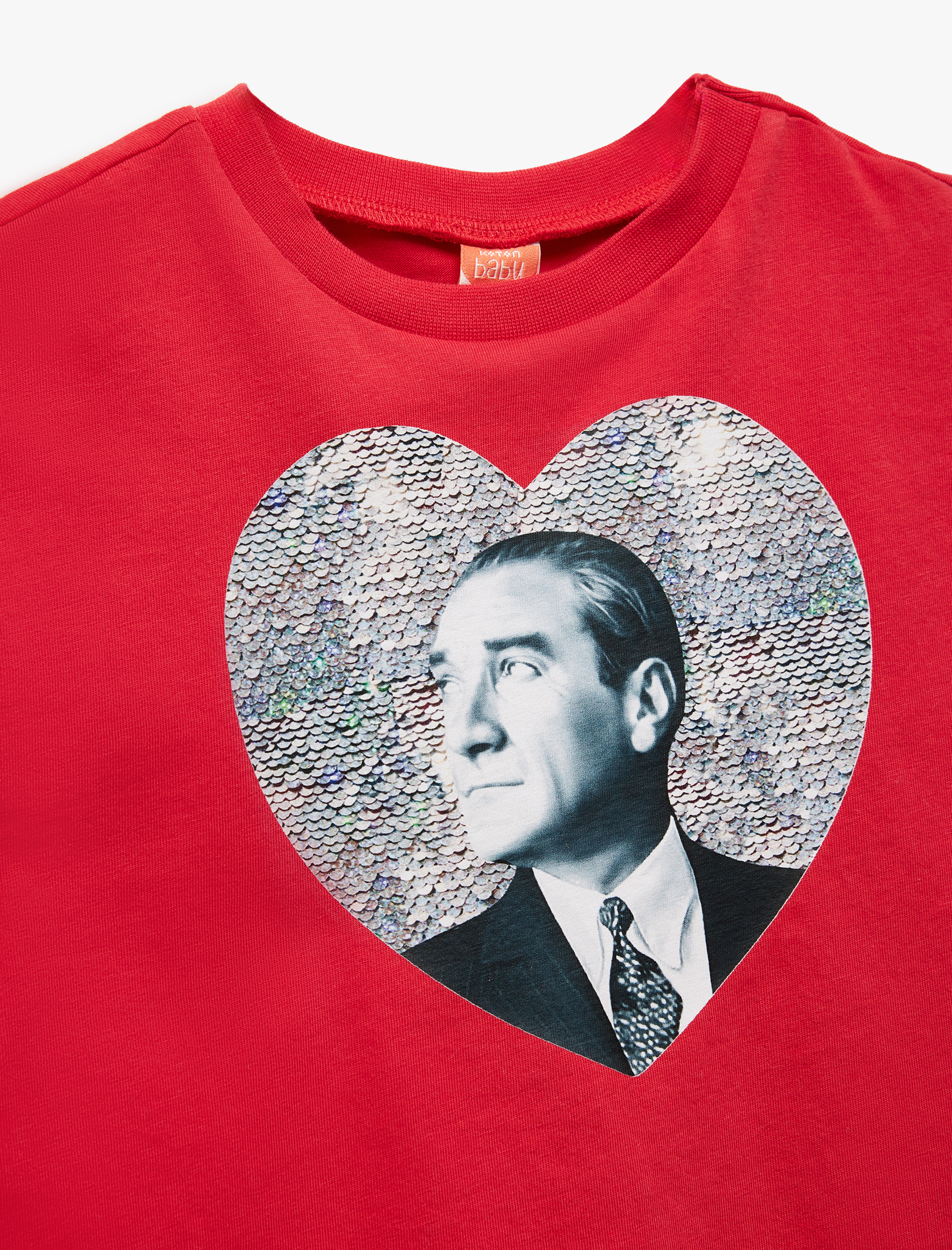  Kız Bebek Atatürk Baskılı Kısa Kollu Bisiklet Yaka Pamuklu Tişört