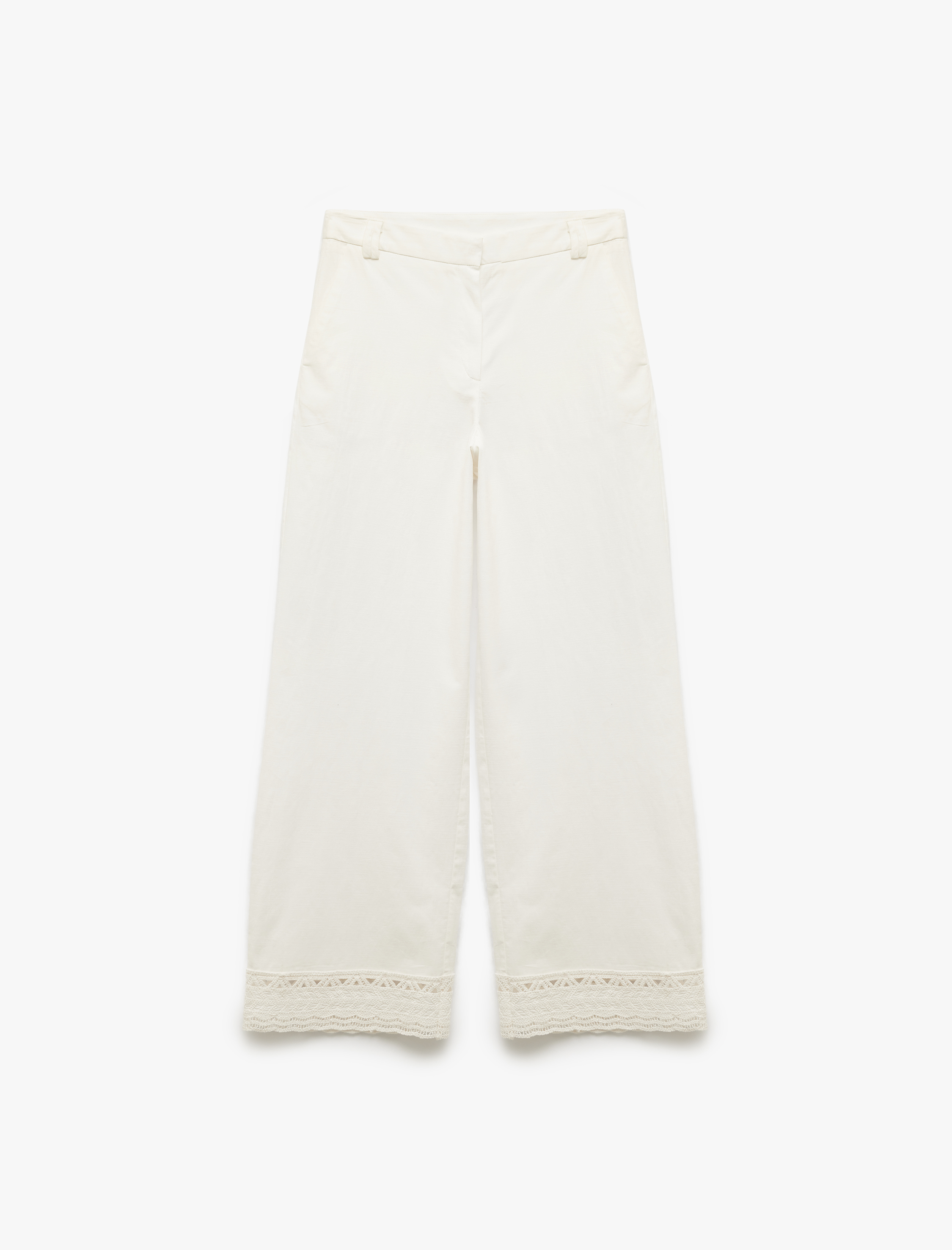   Koton X Şahika Ercümen - Viskon Kumaş Brodeli Fisto Detaylı Cepli Düz Bol Paça Pantolon