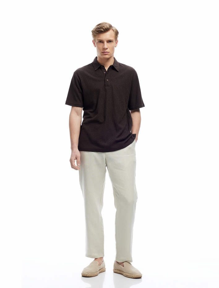  Straight Fit Cep Detaylı Keten Chino Pantolon