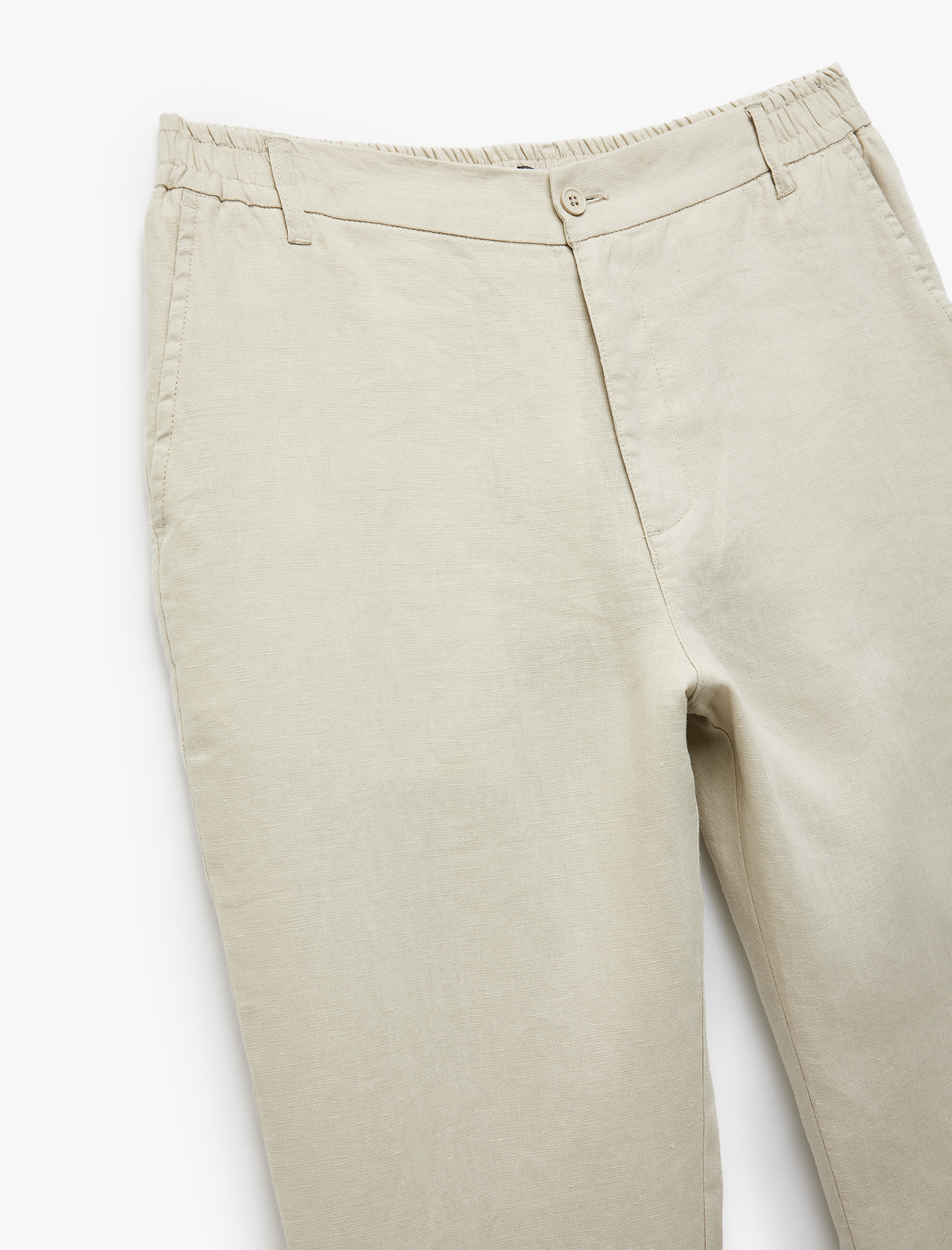   Straight Fit Cep Detaylı Keten Chino Pantolon