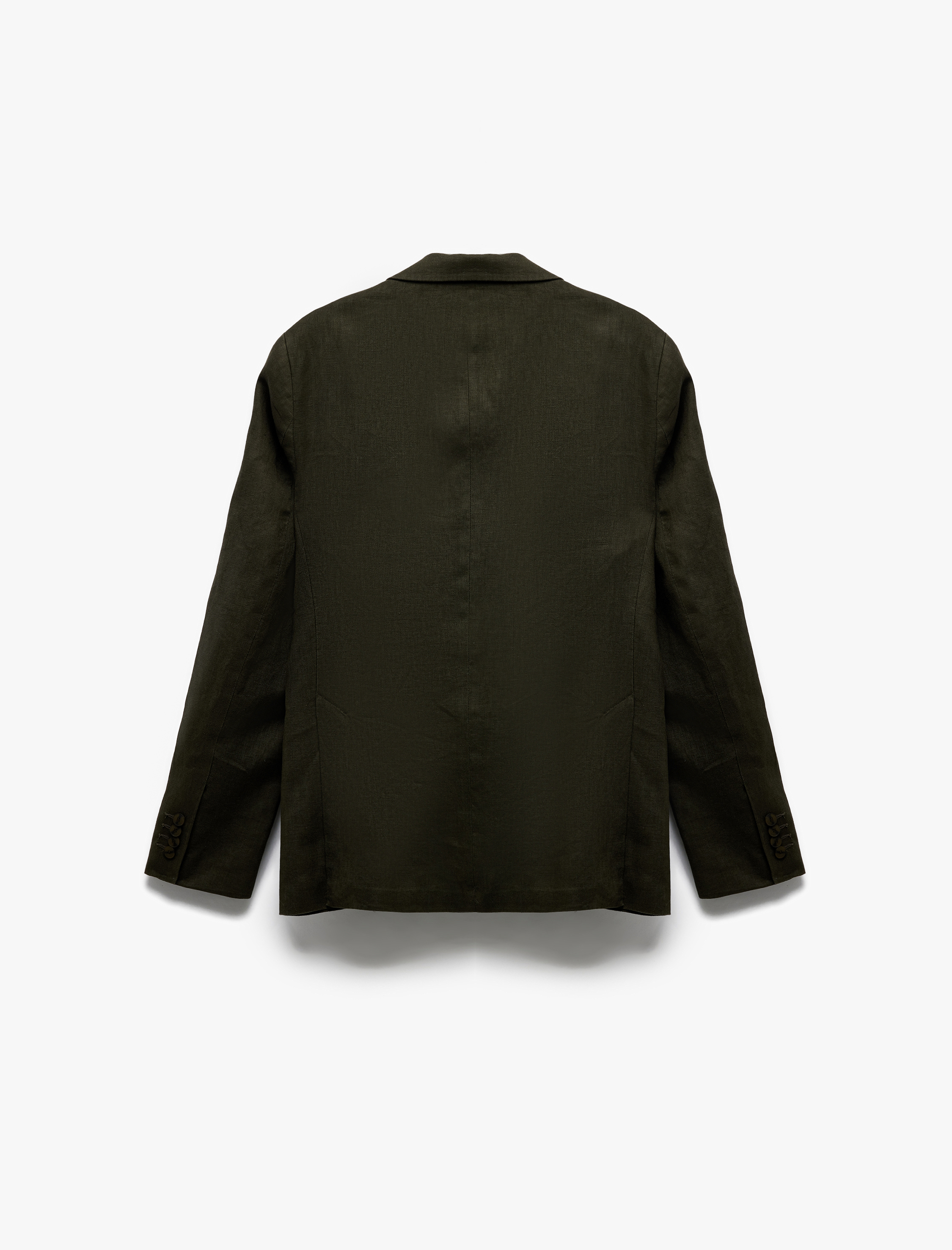   Düğmeli Kapaklı Cep Detaylı Mono Yaka Keten Blazer Ceket