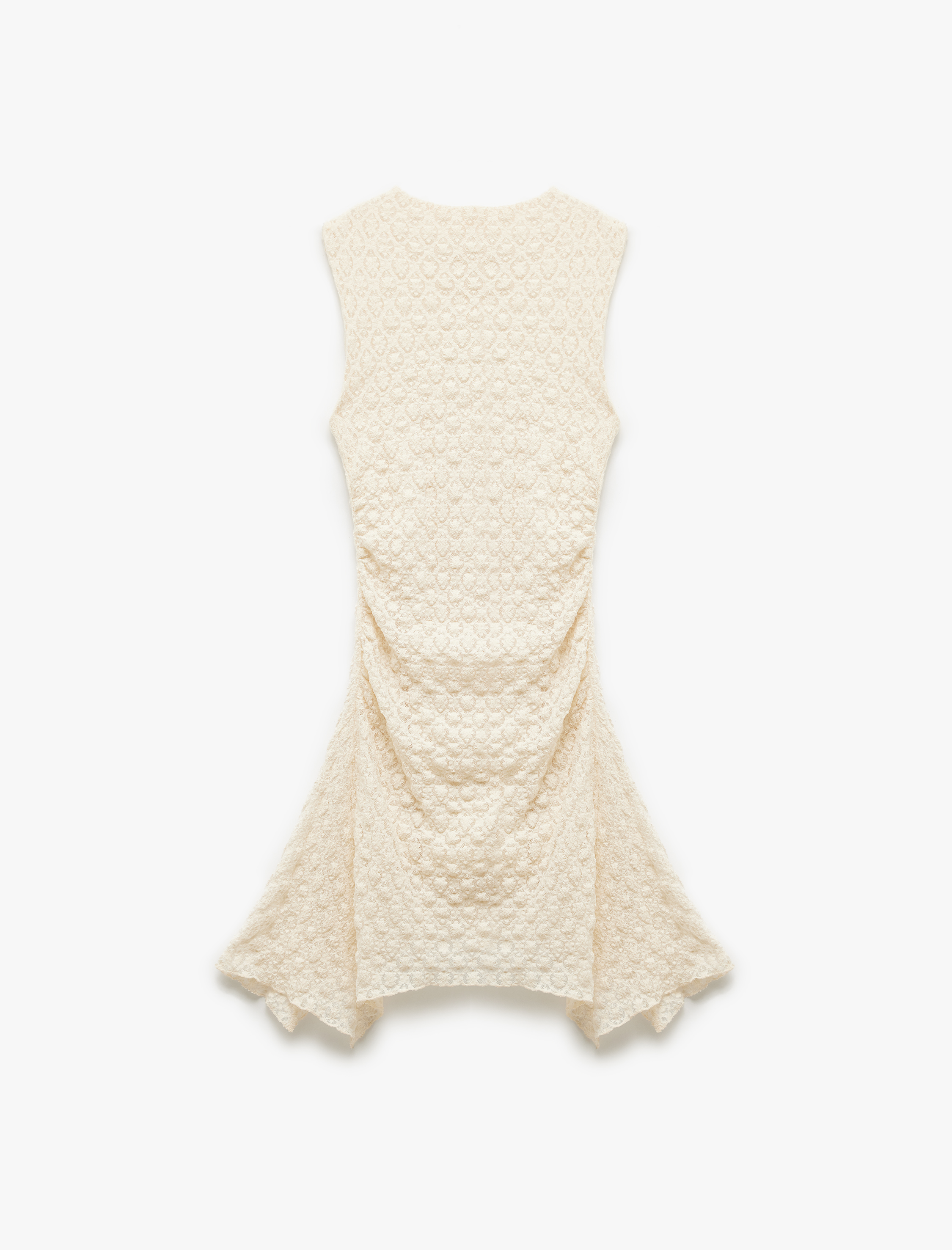   Koton X Şahika Ercümen - Kolsuz Astarlı Yuvarlak Yaka Asimetrik Mini Dantel Elbise