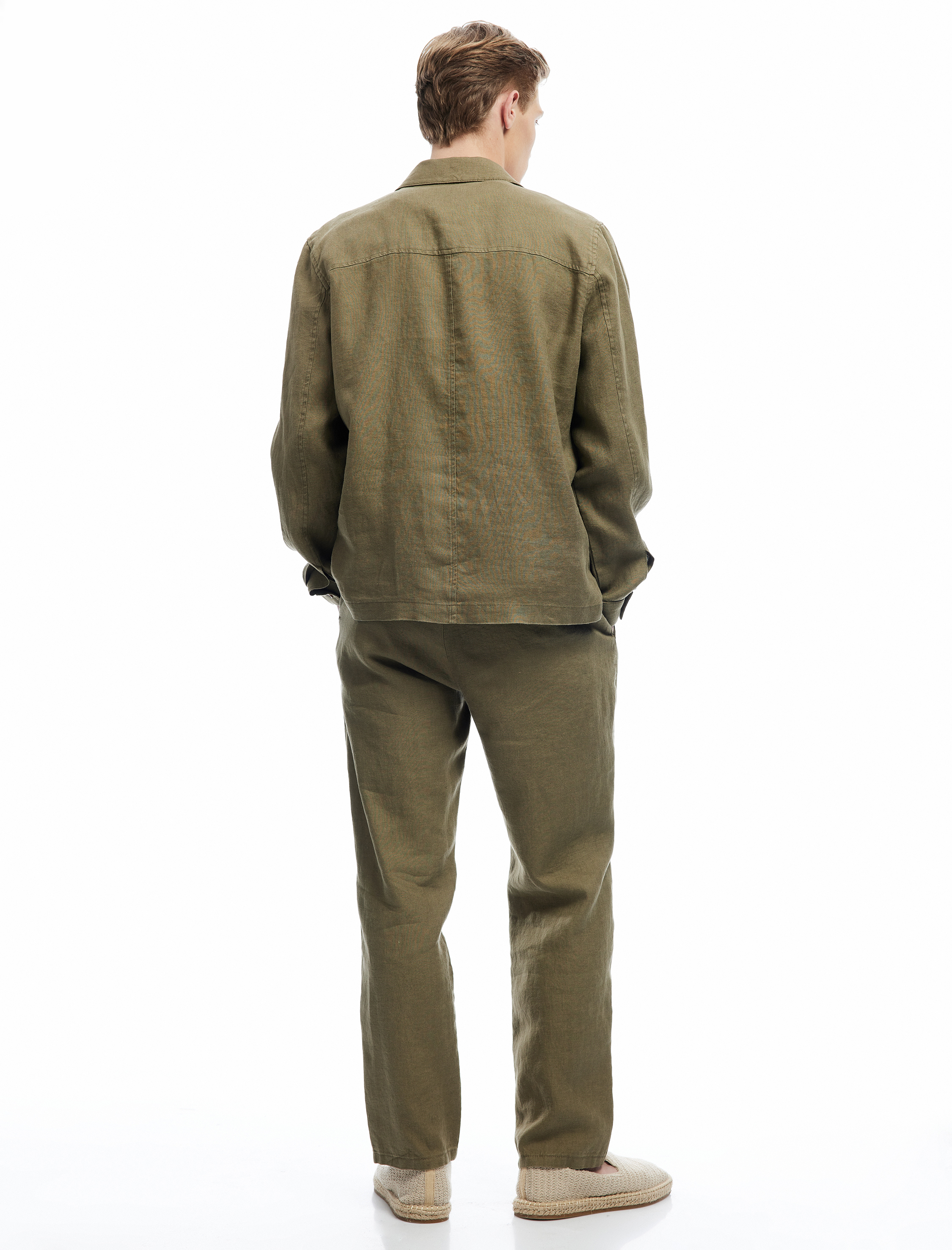   Beli Bağcıklı Cep Detaylı Keten Chino Pantolon