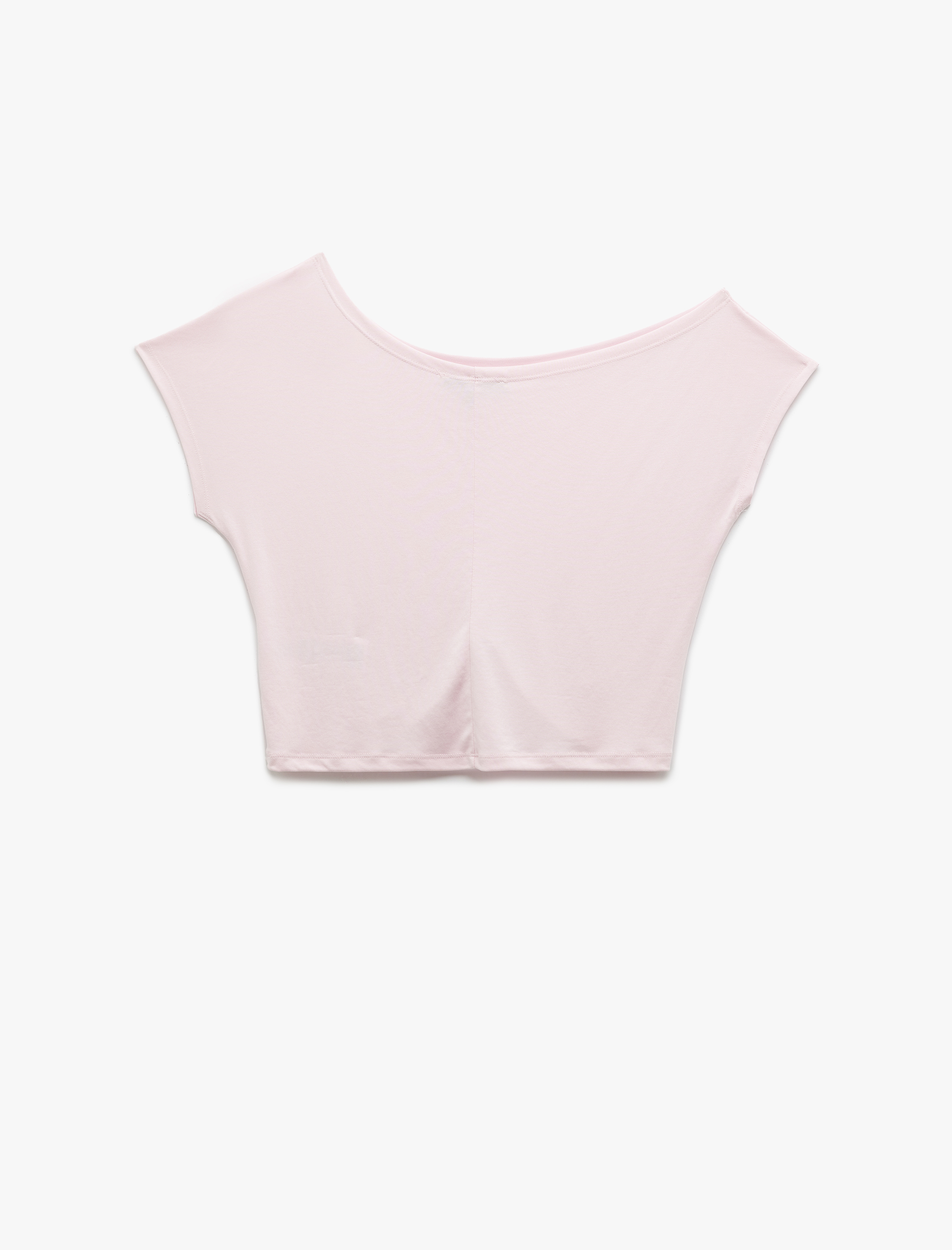   Kısa Kollu Kayık Yaka Düşük Omuz Modal Basic Tişört