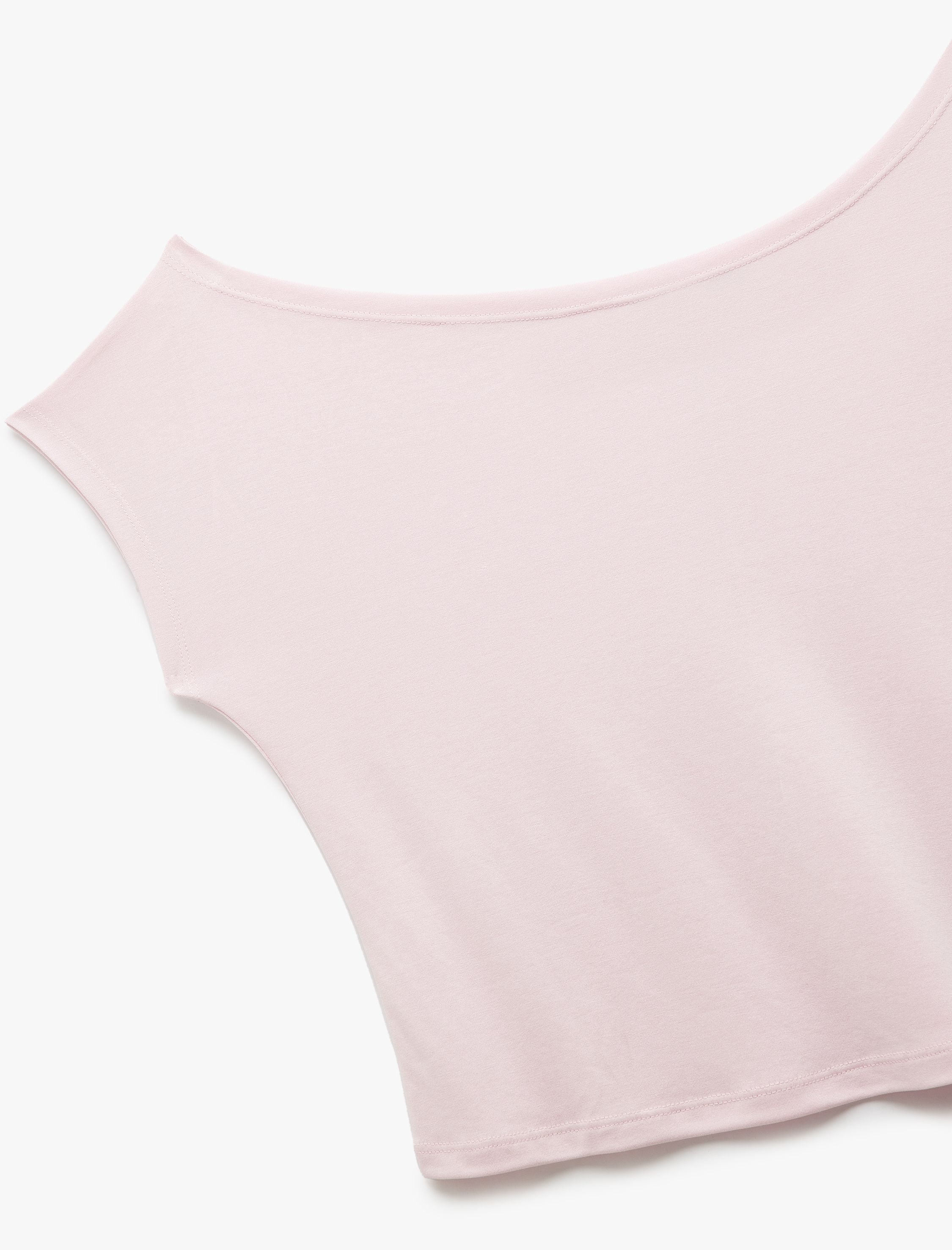   Kısa Kollu Kayık Yaka Düşük Omuz Modal Basic Tişört