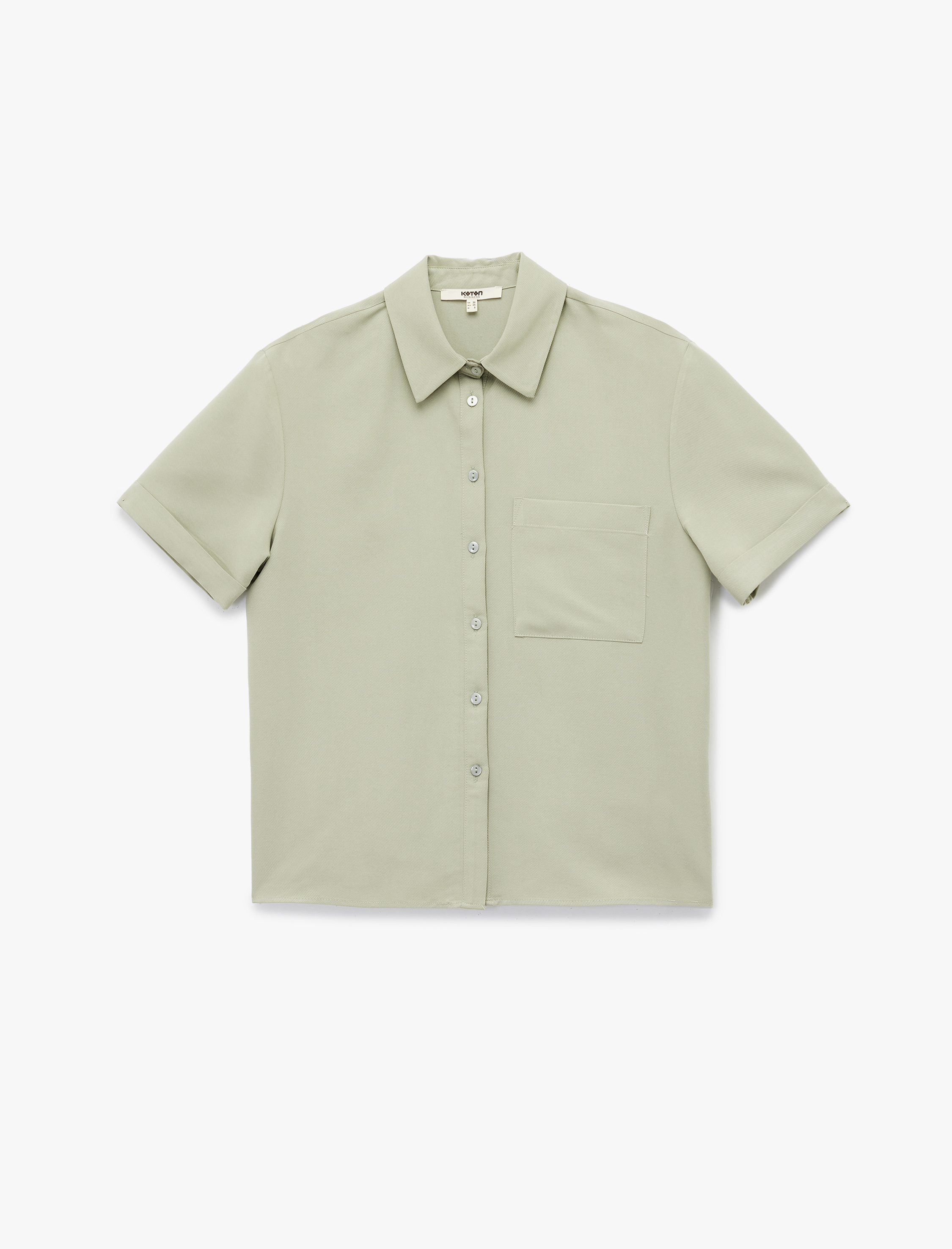 Tek Cep Detaylı Kısa Kollu Klasik Yaka Cepli Modal Gömlek