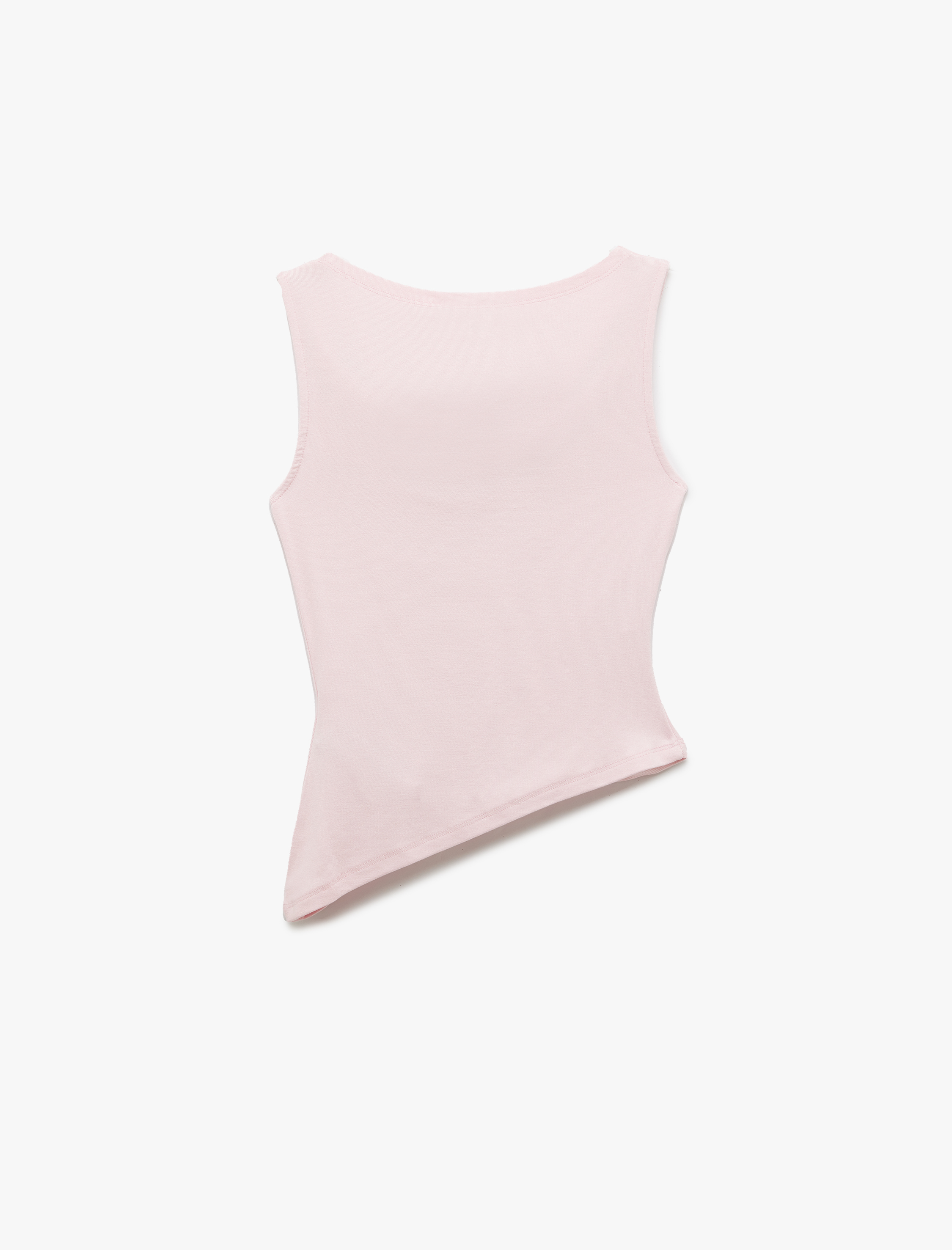   Slim Fit Degaje Yaka Asimetrik Kolsuz Viskon Bluz