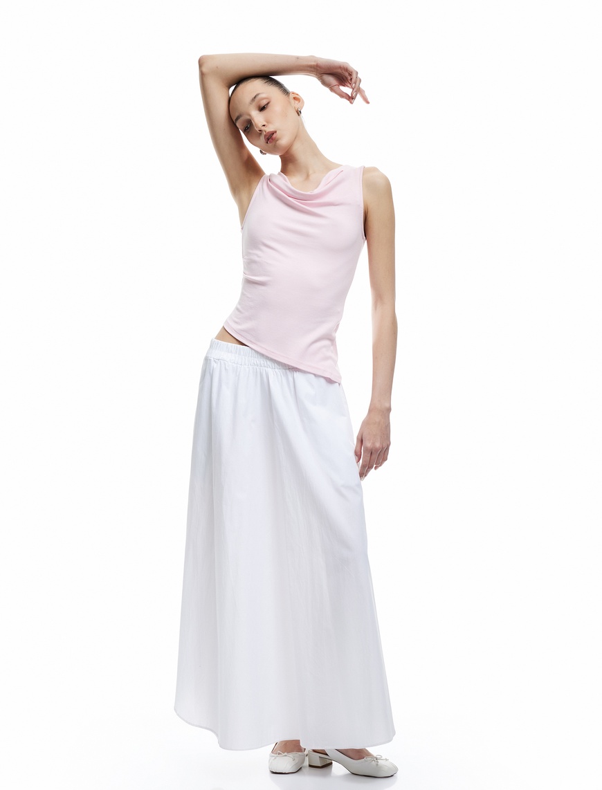   Slim Fit Degaje Yaka Asimetrik Kolsuz Viskon Bluz