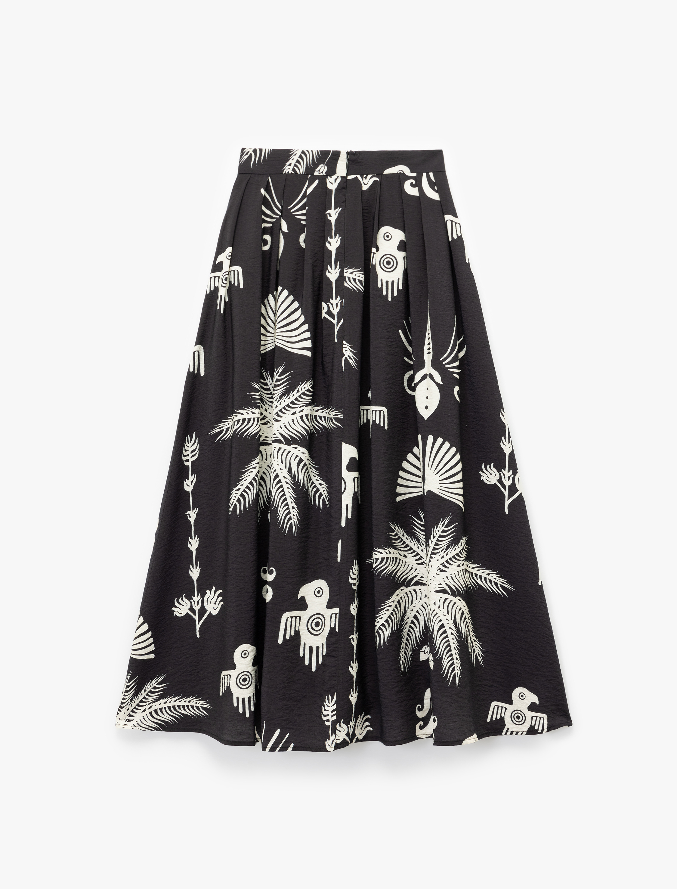   Etnik Desenli Viskon Kumaş Çan Kesim Uzun Kloş Etek