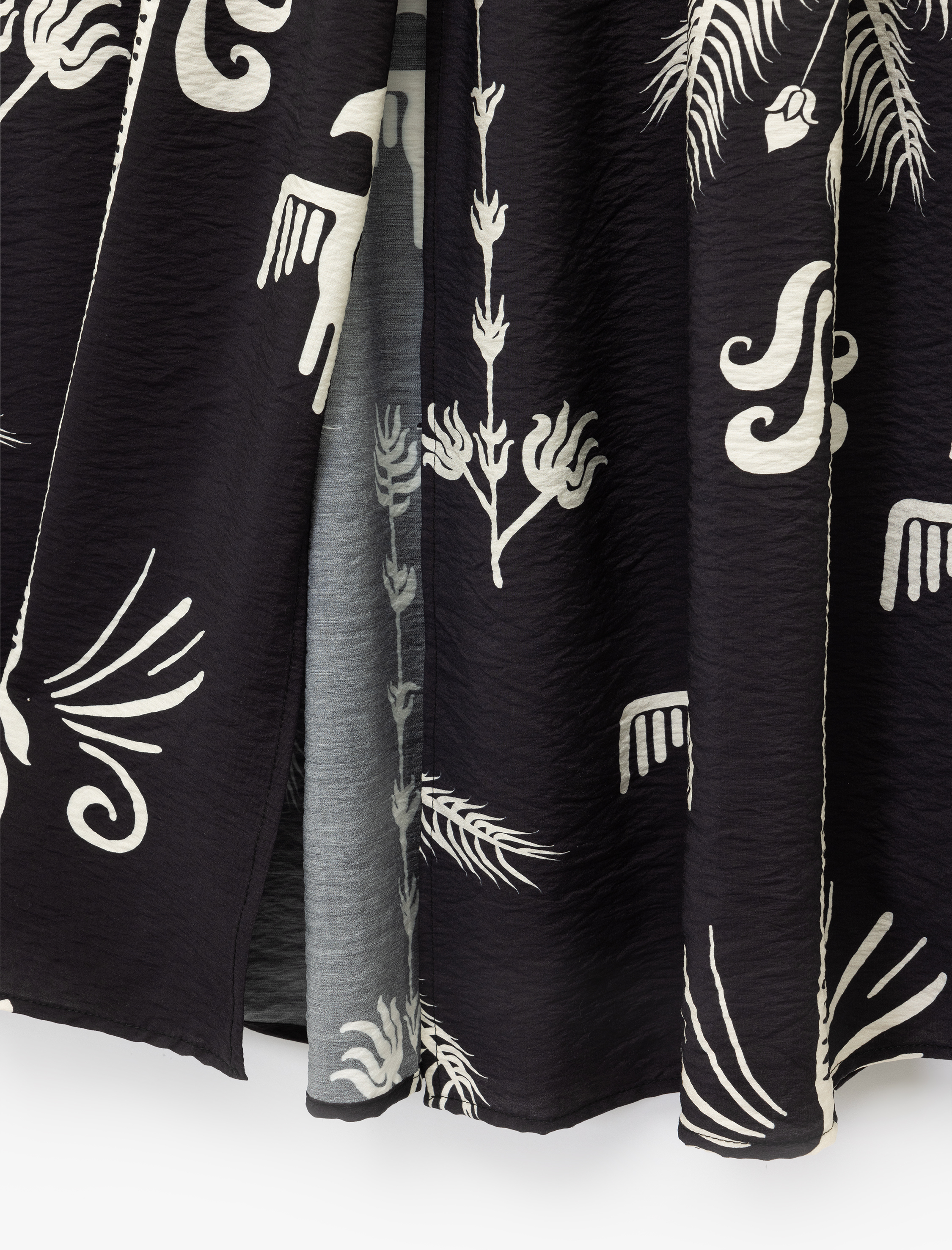   Etnik Desenli Viskon Kumaş Çan Kesim Uzun Kloş Etek