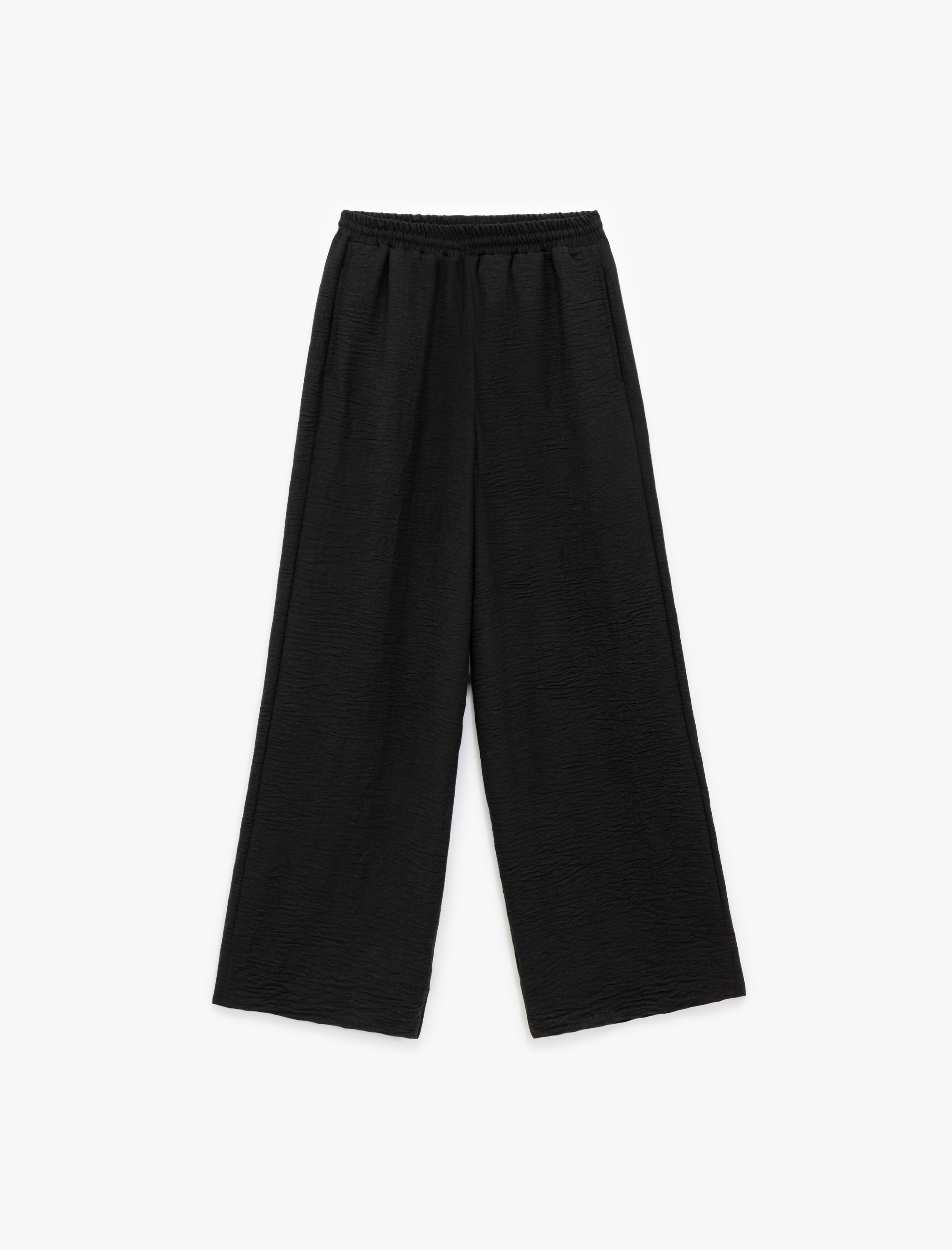 Beli Bağlamalı Lastikli Cepli Rahat Kesim Geniş Paça Pantolon