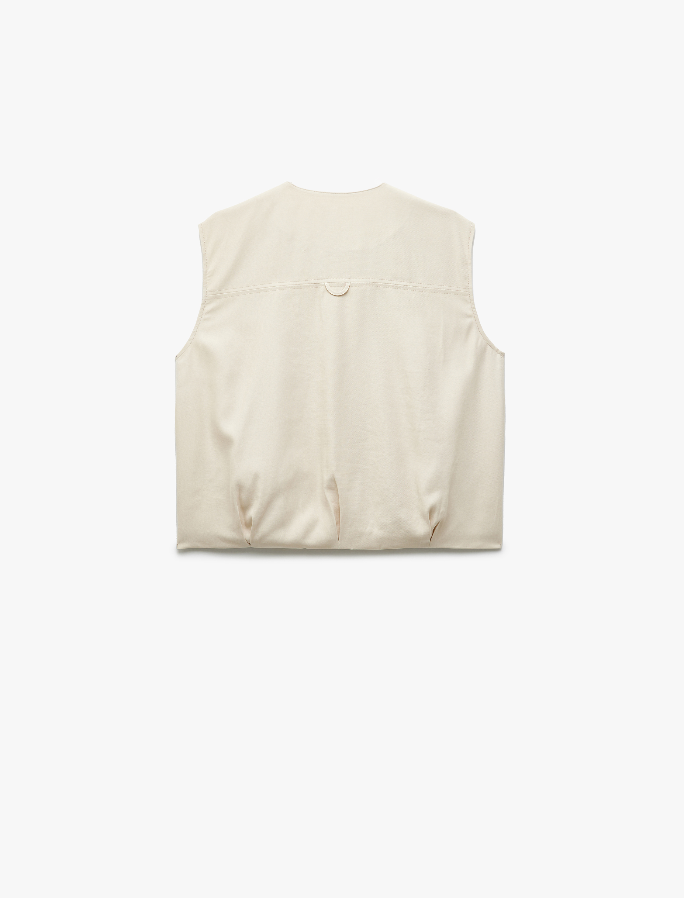   Astarlı Viskon Kumaş Fermuarlı Bisiklet Yaka Kolsuz Yelek