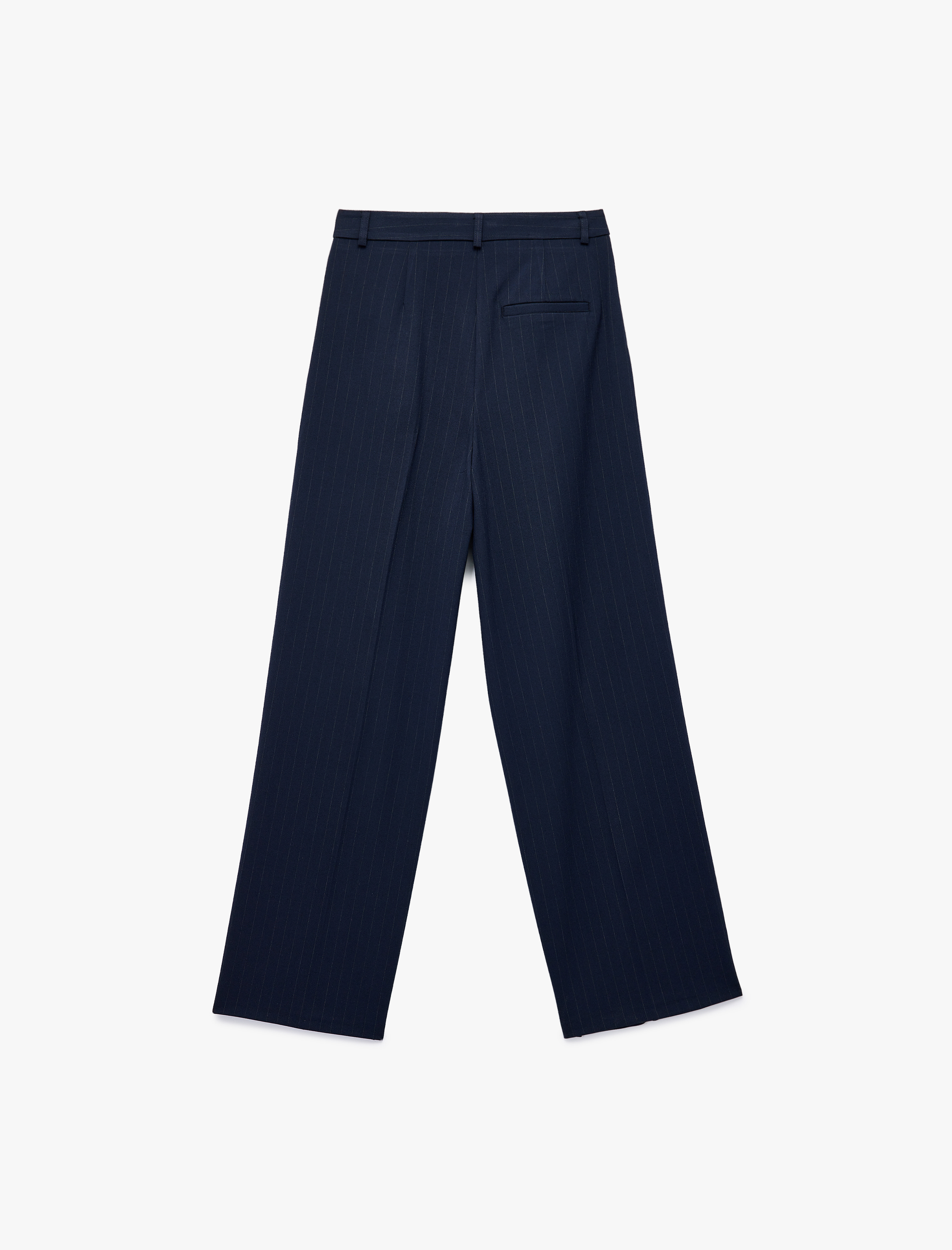   Pile Detaylı Yüksek Bel Geniş Paça Viskon Kumaş Pantolon