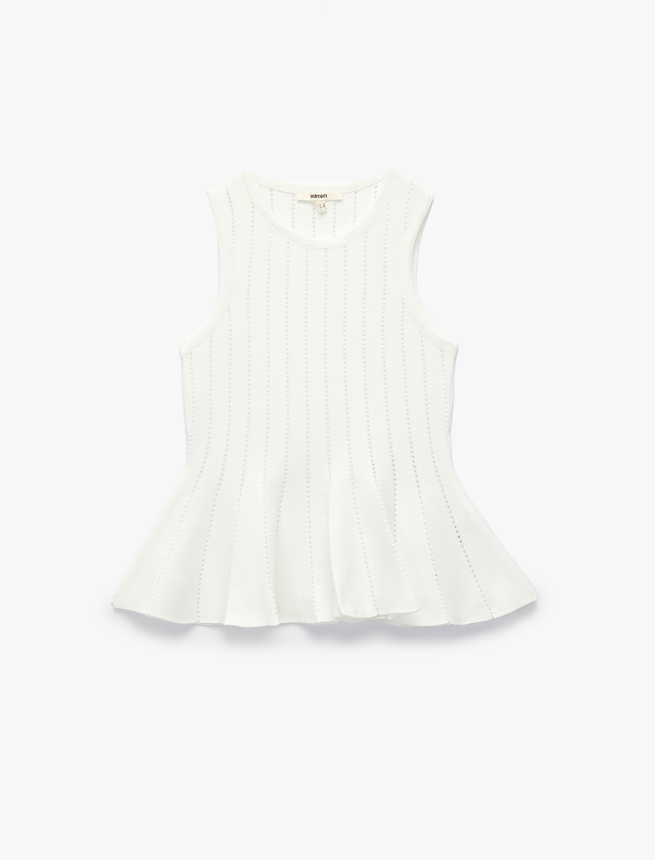   Kolsuz Bisiklet Yaka Ajurlu Peplum Triko Bluz