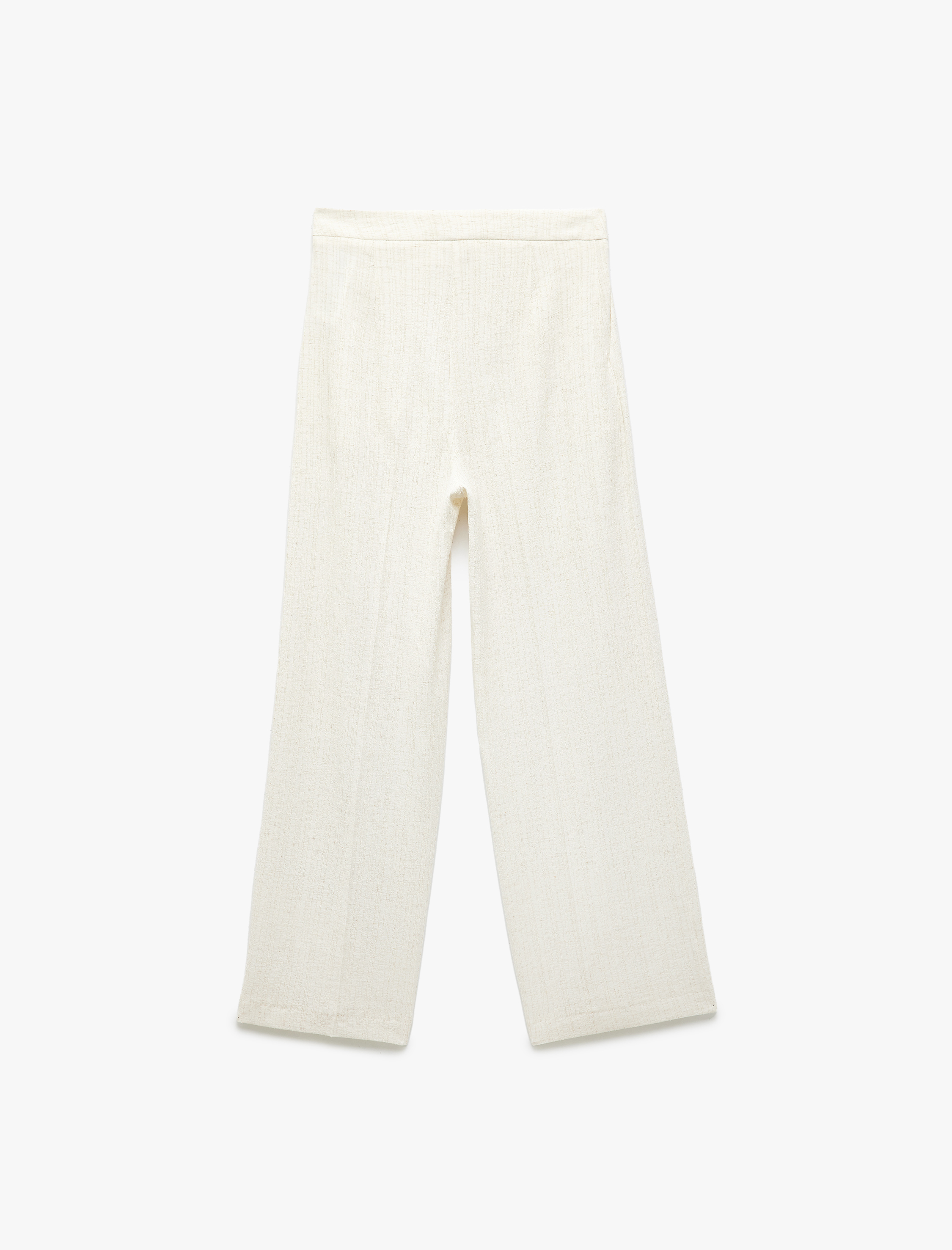   Viskon Keten Karışımlı Cepli Beli Bağlamalı Asimetrik Geniş Paça Pantolon