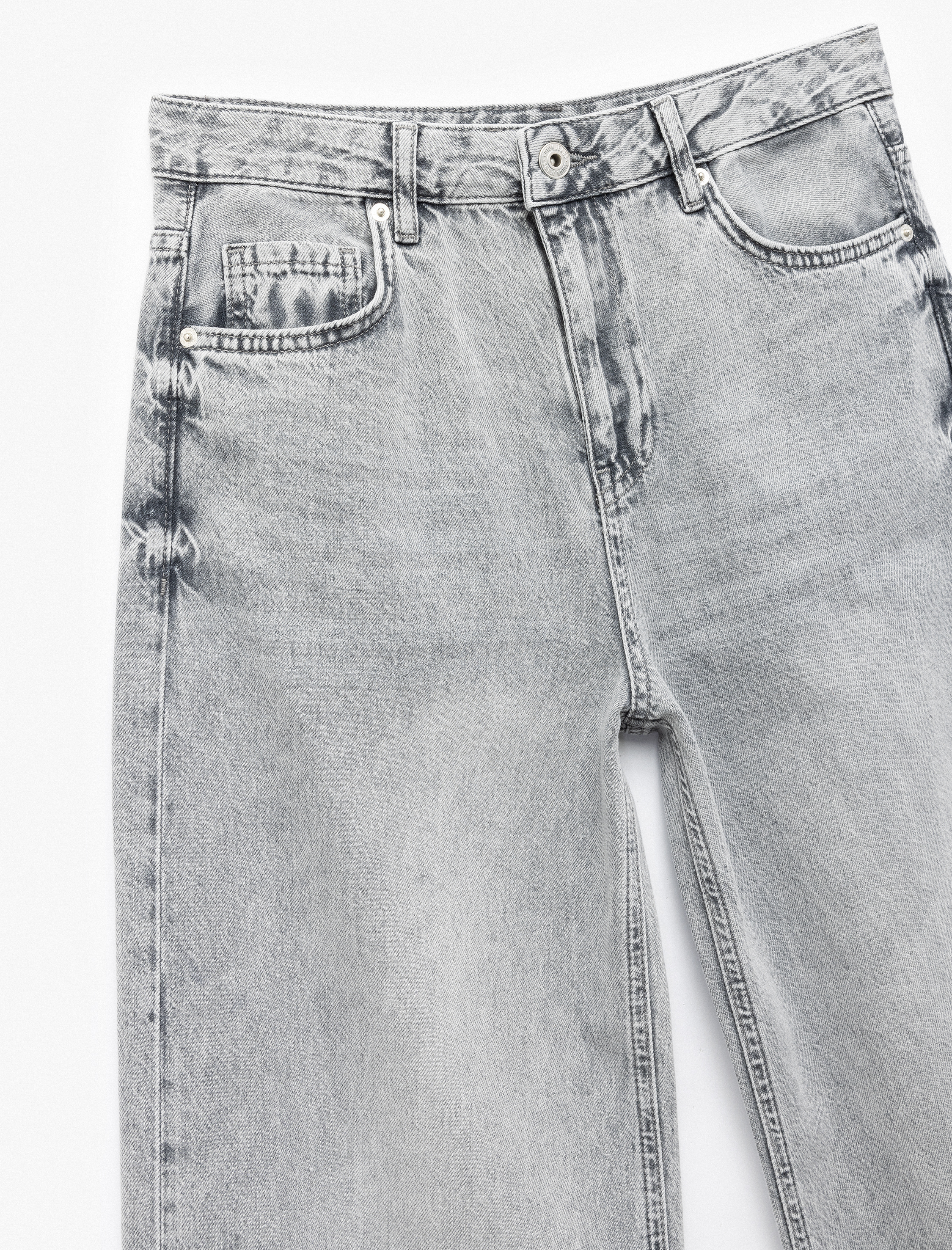   Pamuklu Bol Kalıp Geniş Paça Normal Bel Denim Pantolon - Loose Straight Fit Jean