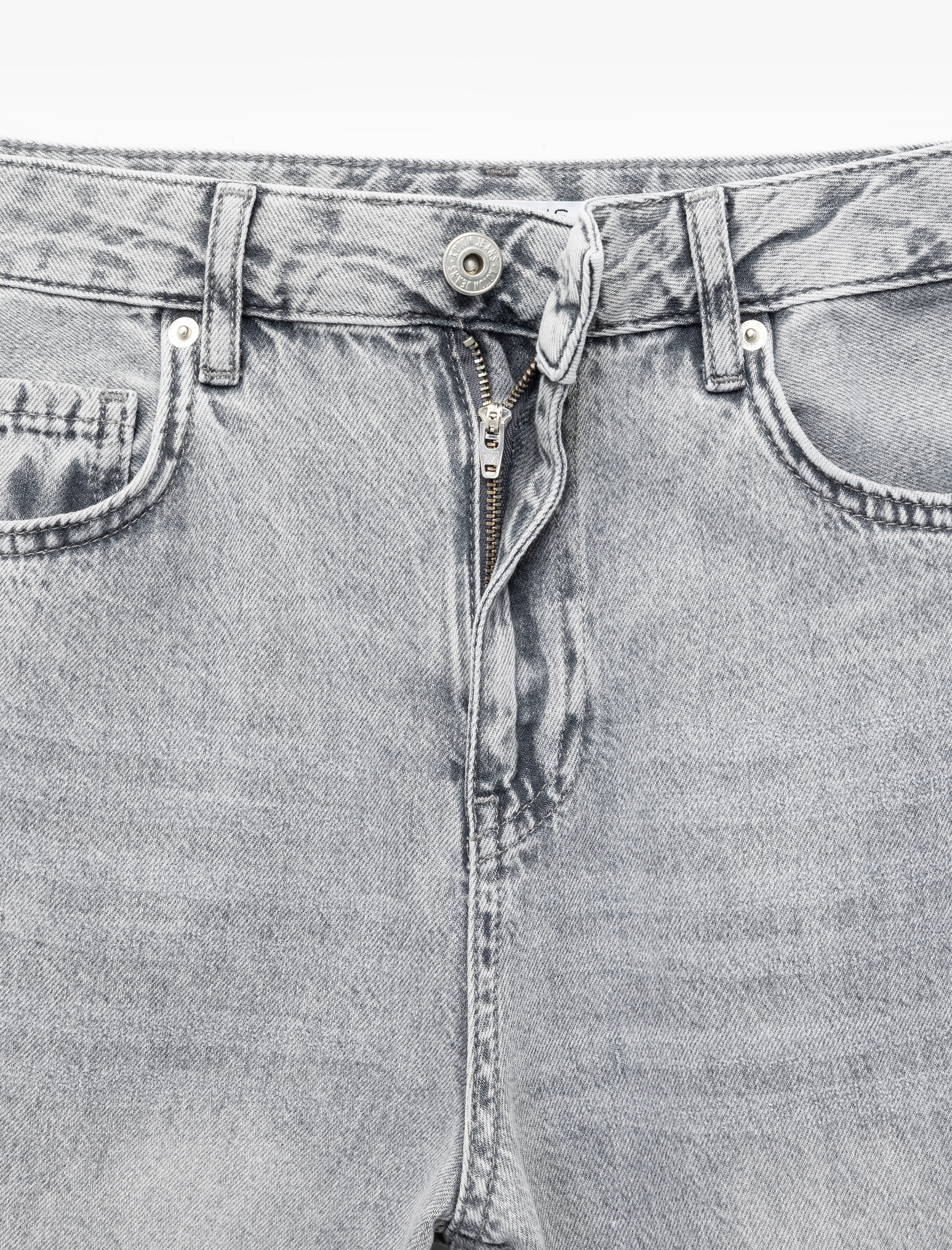   Pamuklu Bol Kalıp Geniş Paça Normal Bel Denim Pantolon - Loose Straight Fit Jean