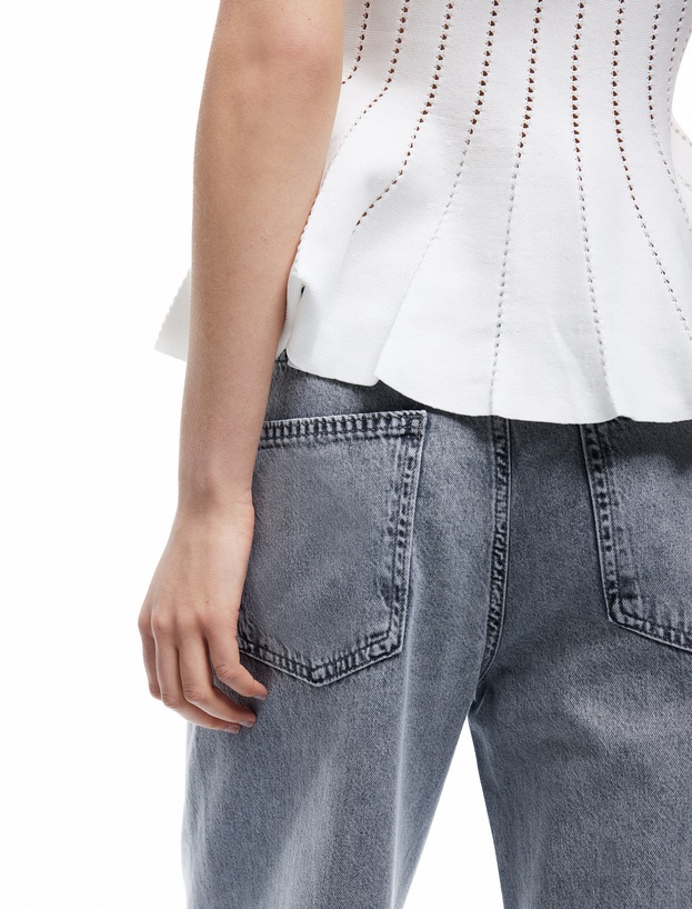 Pamuklu Bol Kalıp Geniş Paça Normal Bel Denim Pantolon - Loose Straight Fit Jean_2