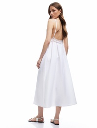 Pamuklu Astarsız İnce Askılı Kroşe Detaylı Müslin Elbise