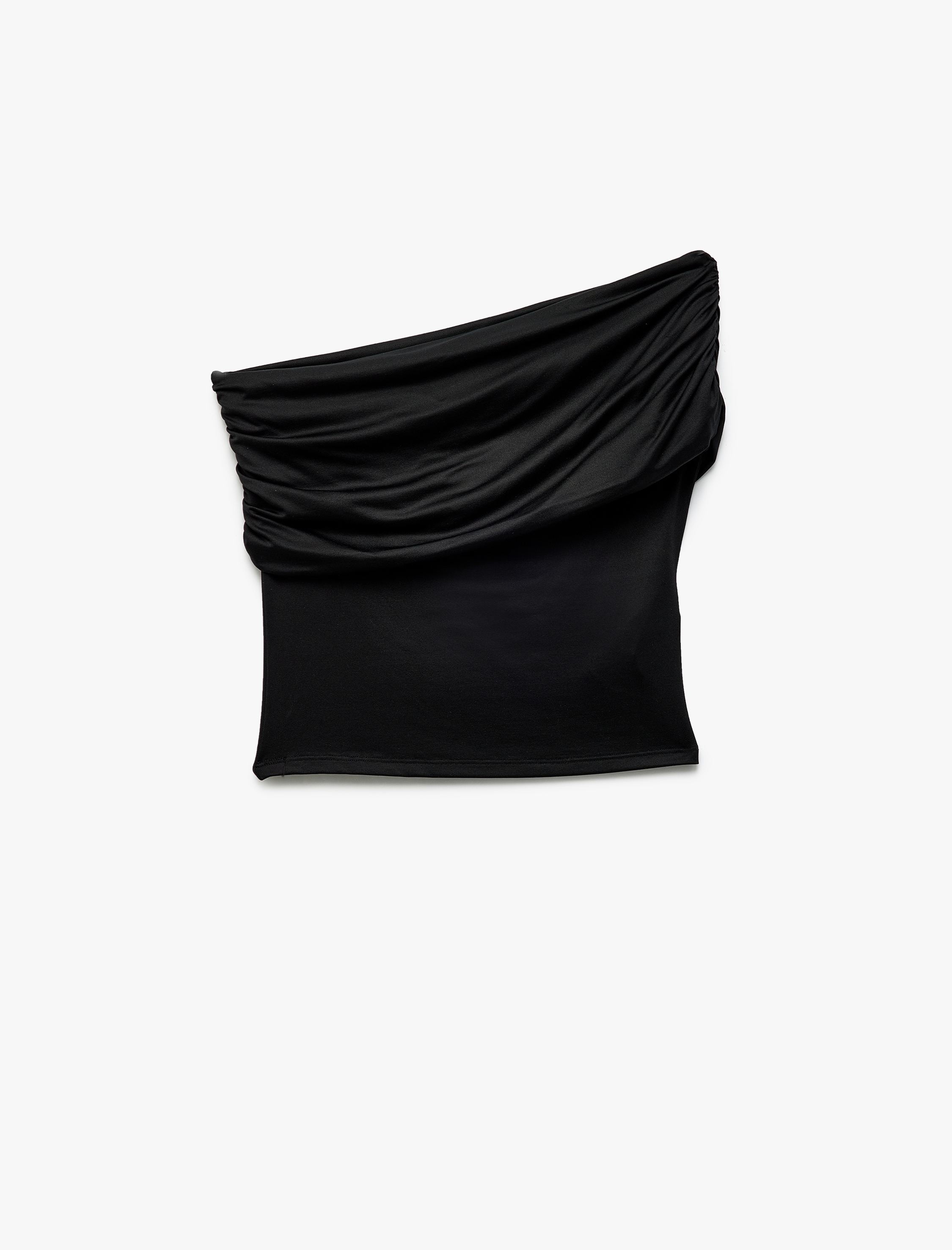   Kat Detaylı Drapeli Kolsuz Slim Tek Omuz Bluz