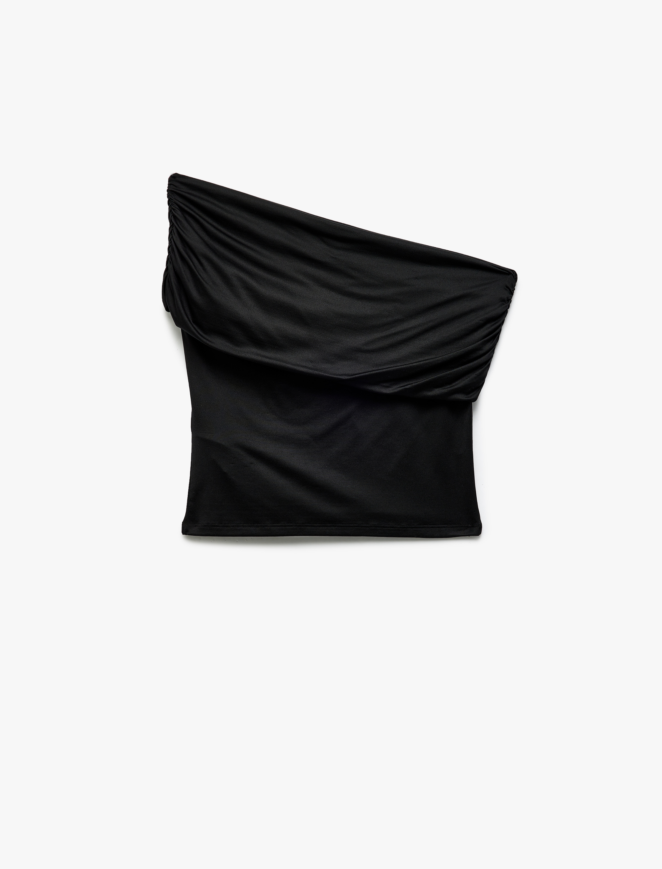   Kat Detaylı Drapeli Kolsuz Slim Tek Omuz Bluz