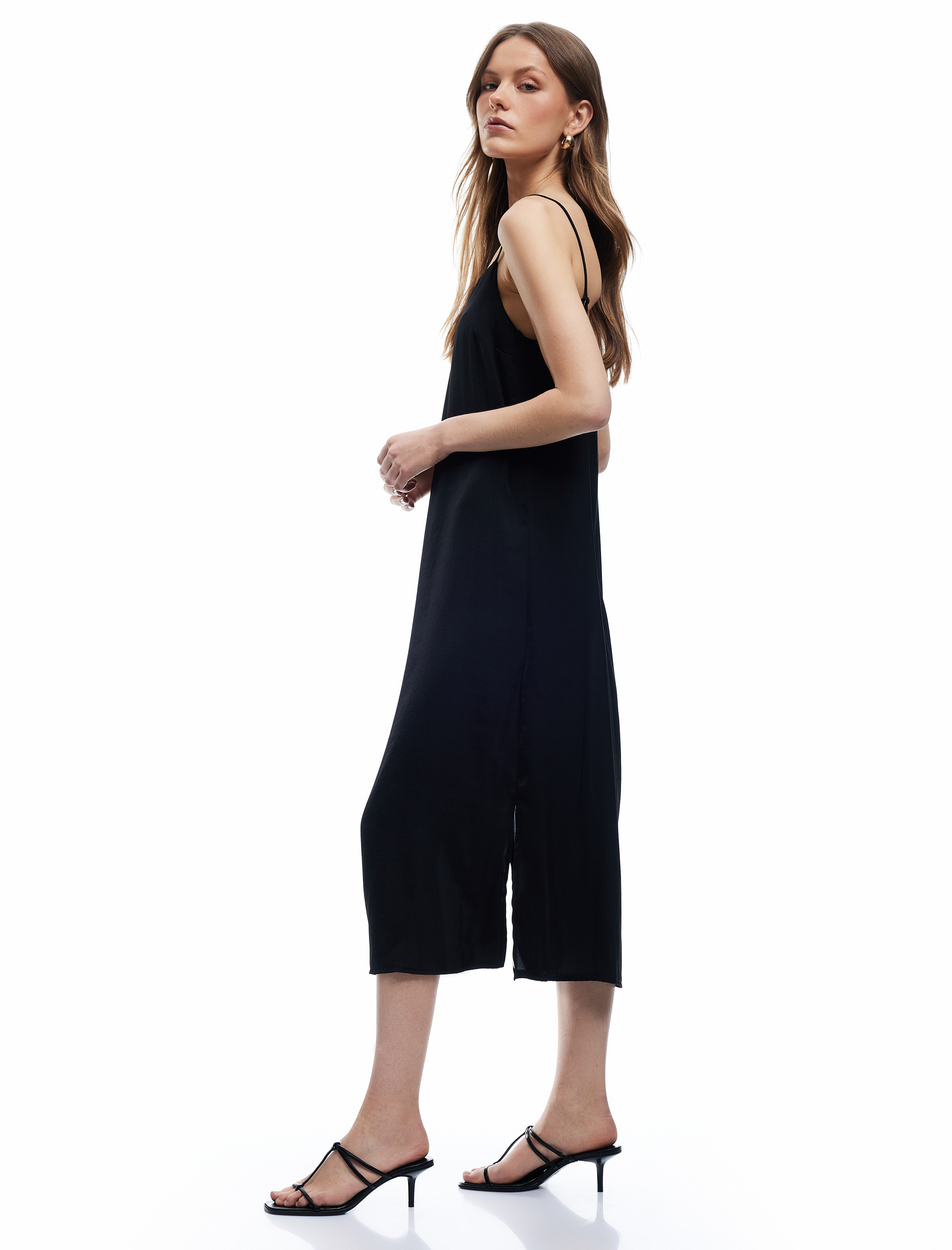   Aerobin Saten Kumaş Uzun Askılı Elbise