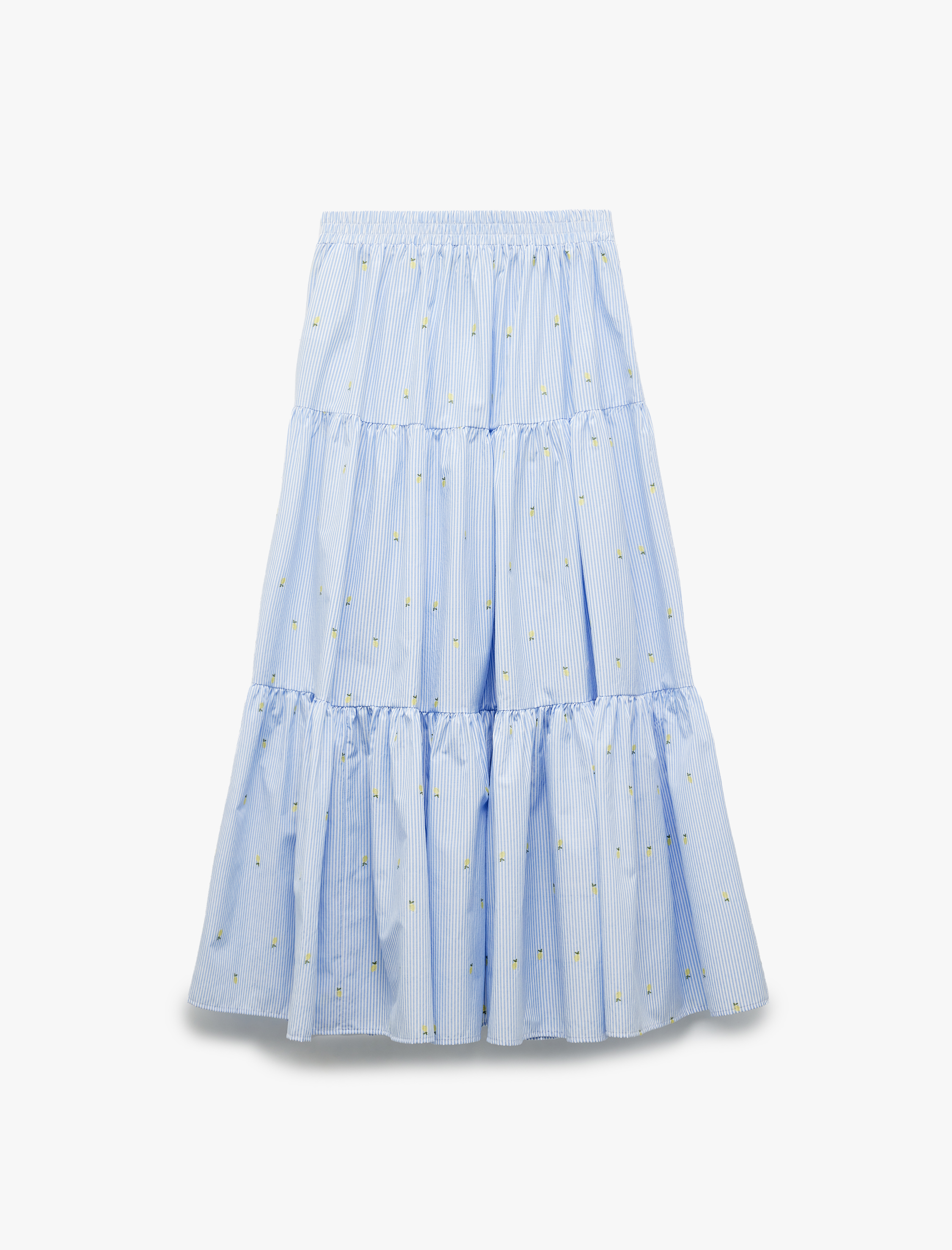   Koton X Sibil Çetinkaya - Yırtmaçlı Limon İşleme Detaylı Uzun Poplin Kloş Etek