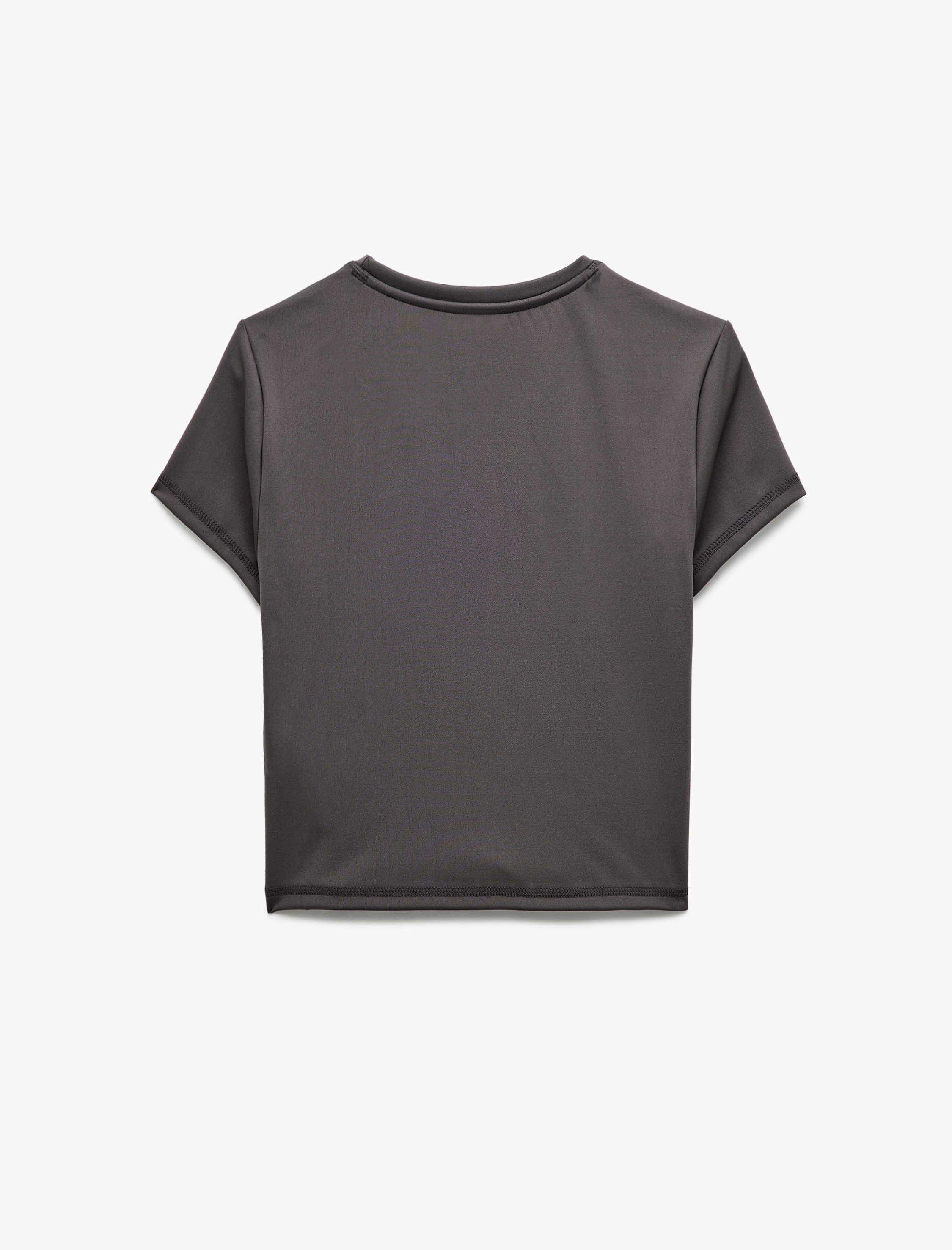   Kısa Kollu Bisiklet Yaka Crop Spor Tişört