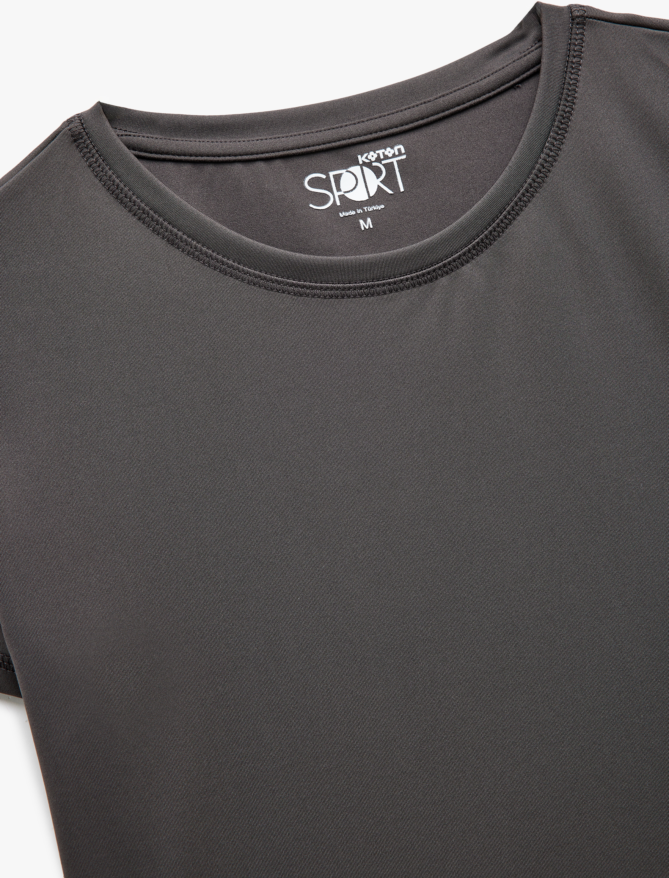   Kısa Kollu Bisiklet Yaka Crop Spor Tişört