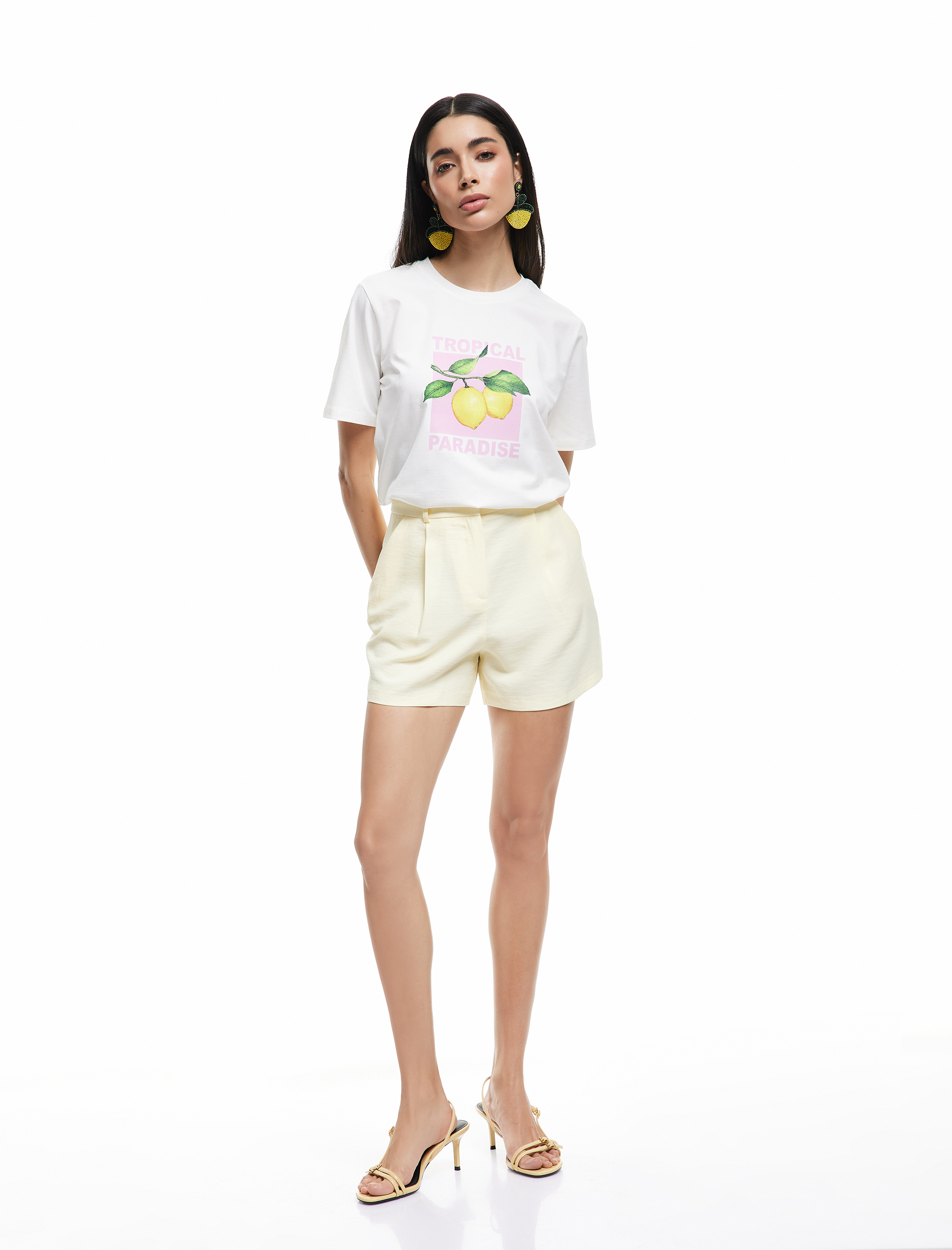   Koton X Sibil Çetinkaya - Viskon Kumaş Pile Detaylı Cepli Mini Şort