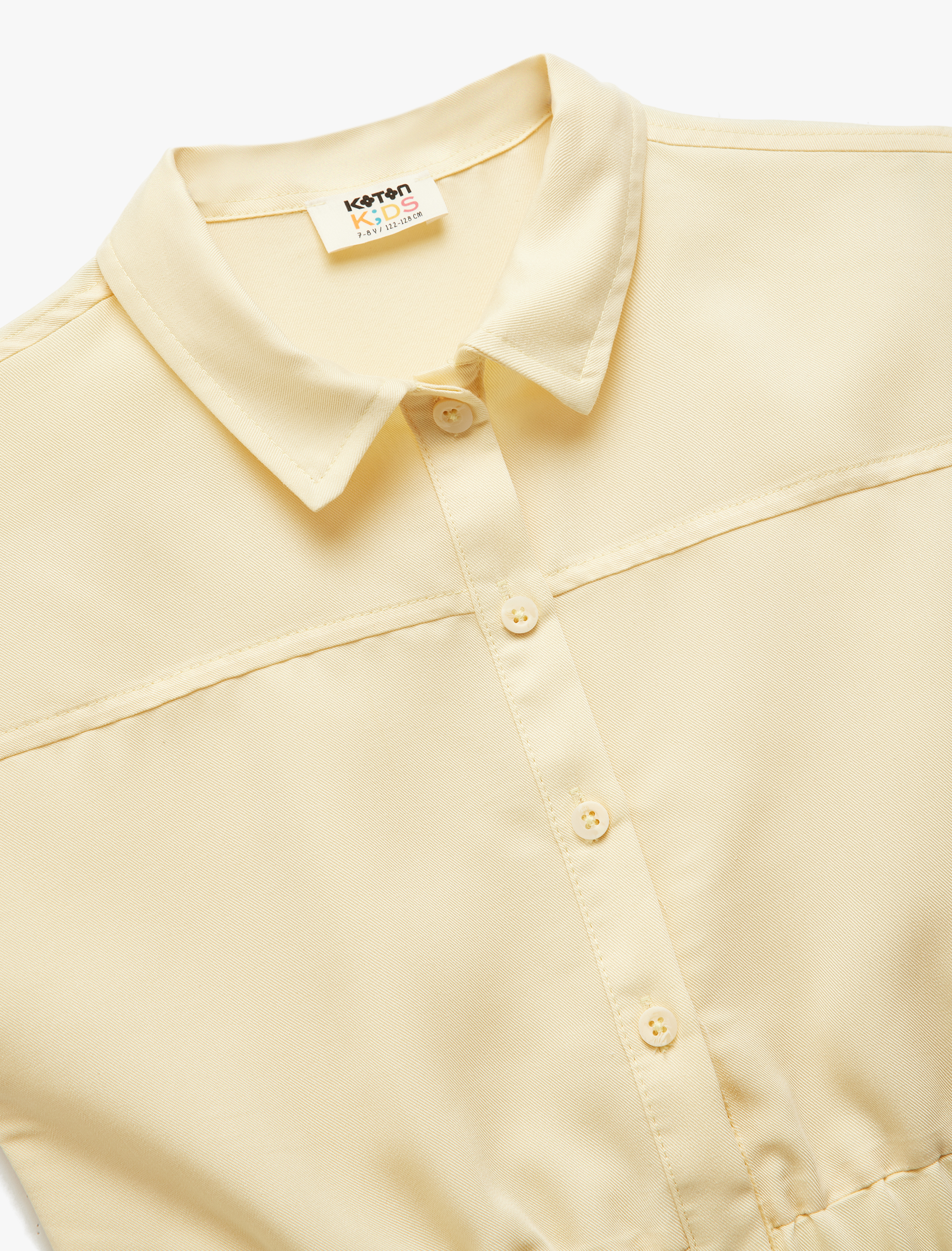 Kız Çocuk Beli Lastikli Modal Karışımlı Kolsuz Crop Gömlek