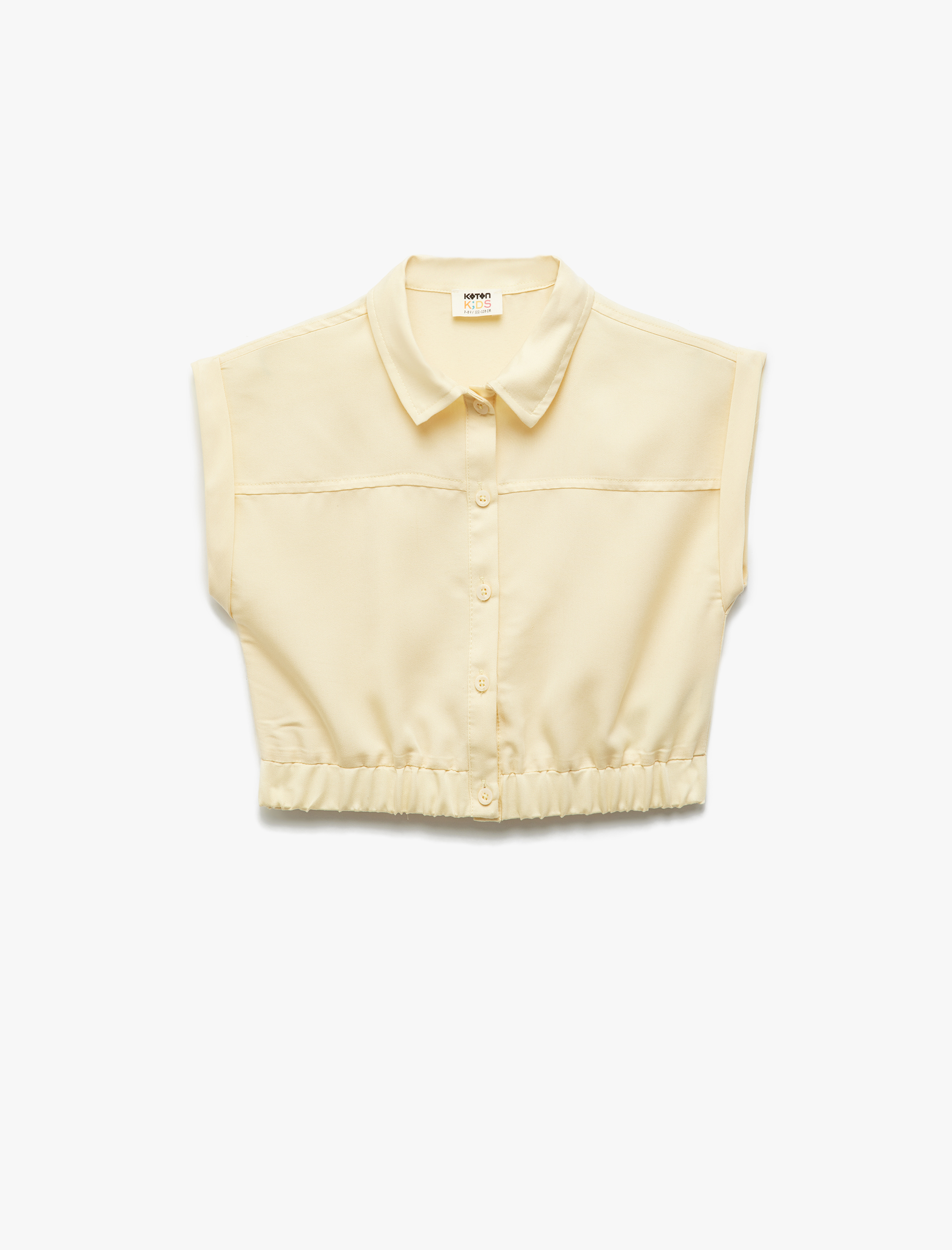 Koton Beli Lastikli Modal Karışımlı Kolsuz Crop Gömlek -1