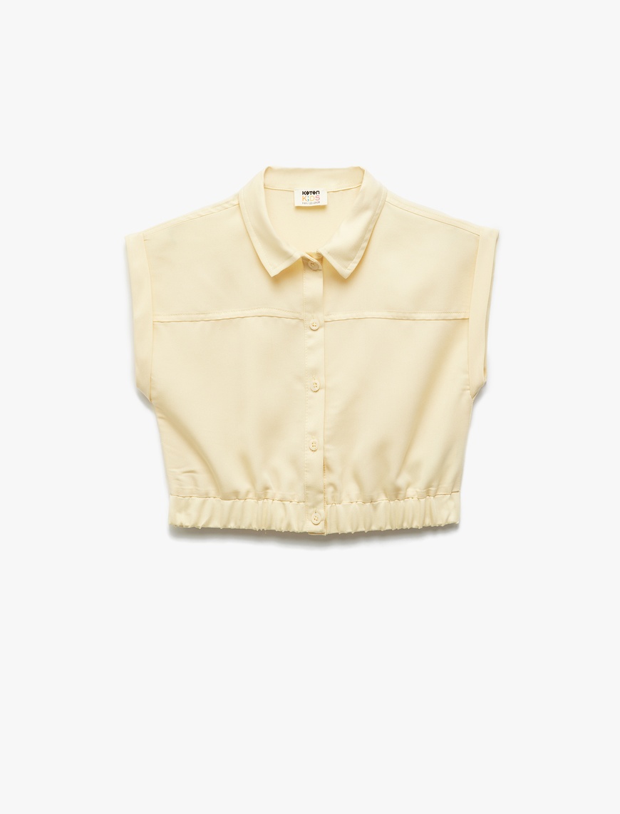  Kız Çocuk Beli Lastikli Modal Karışımlı Kolsuz Crop Gömlek