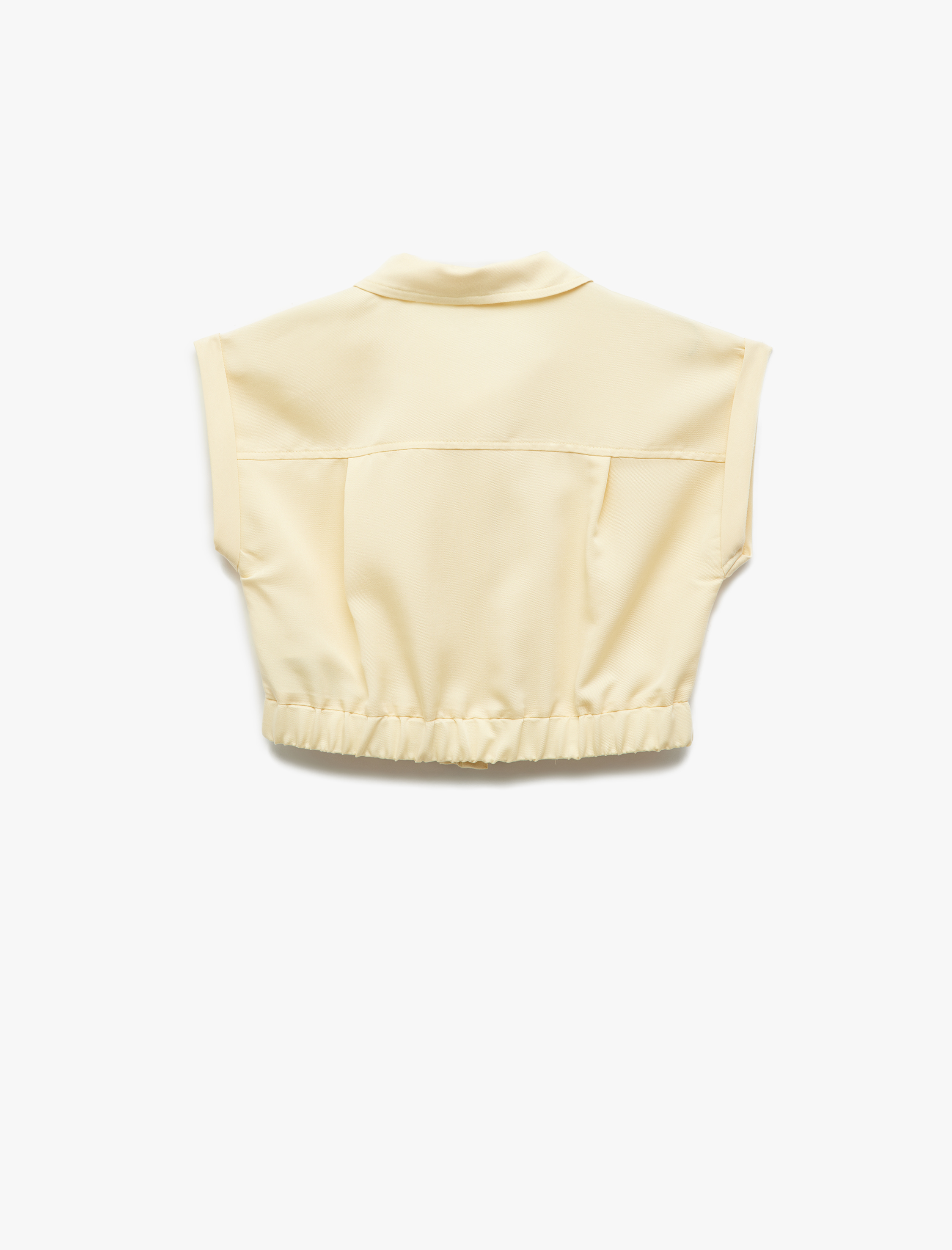 Kız Çocuk Beli Lastikli Modal Karışımlı Kolsuz Crop Gömlek
