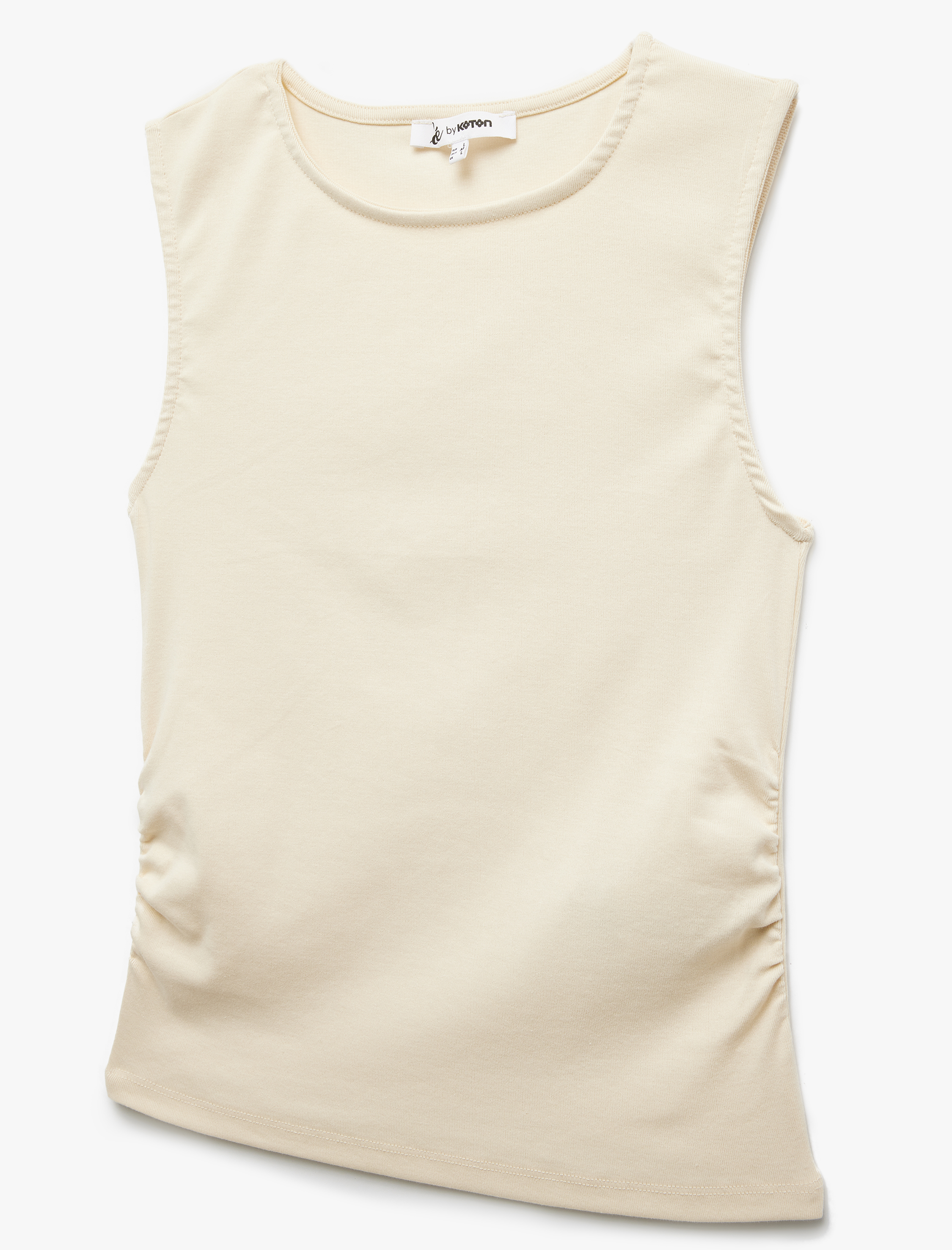   Bisiklet Yaka Pamuklu Ribanalı Slim Fit Kolsuz Büzgülü Bluz