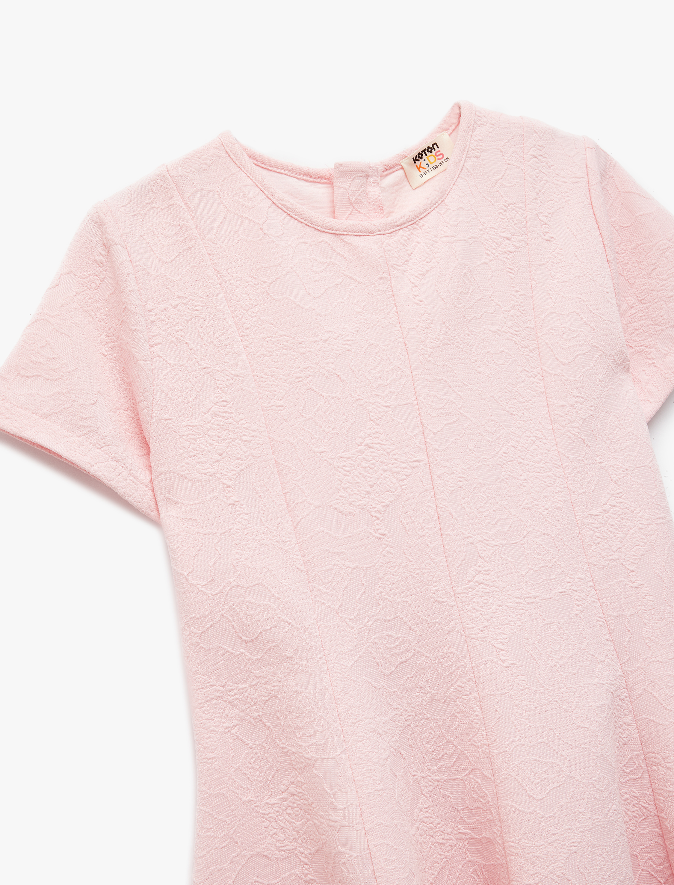 Kız Çocuk Bisiklet Yaka Kısa Kollu A Kesim Basic Elbise