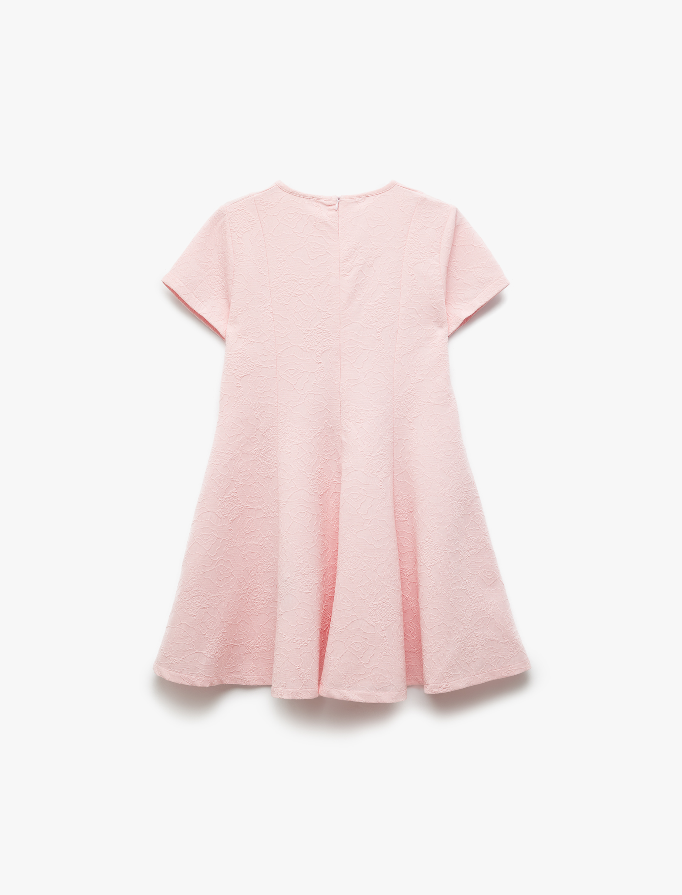 Kız Çocuk Bisiklet Yaka Kısa Kollu A Kesim Basic Elbise