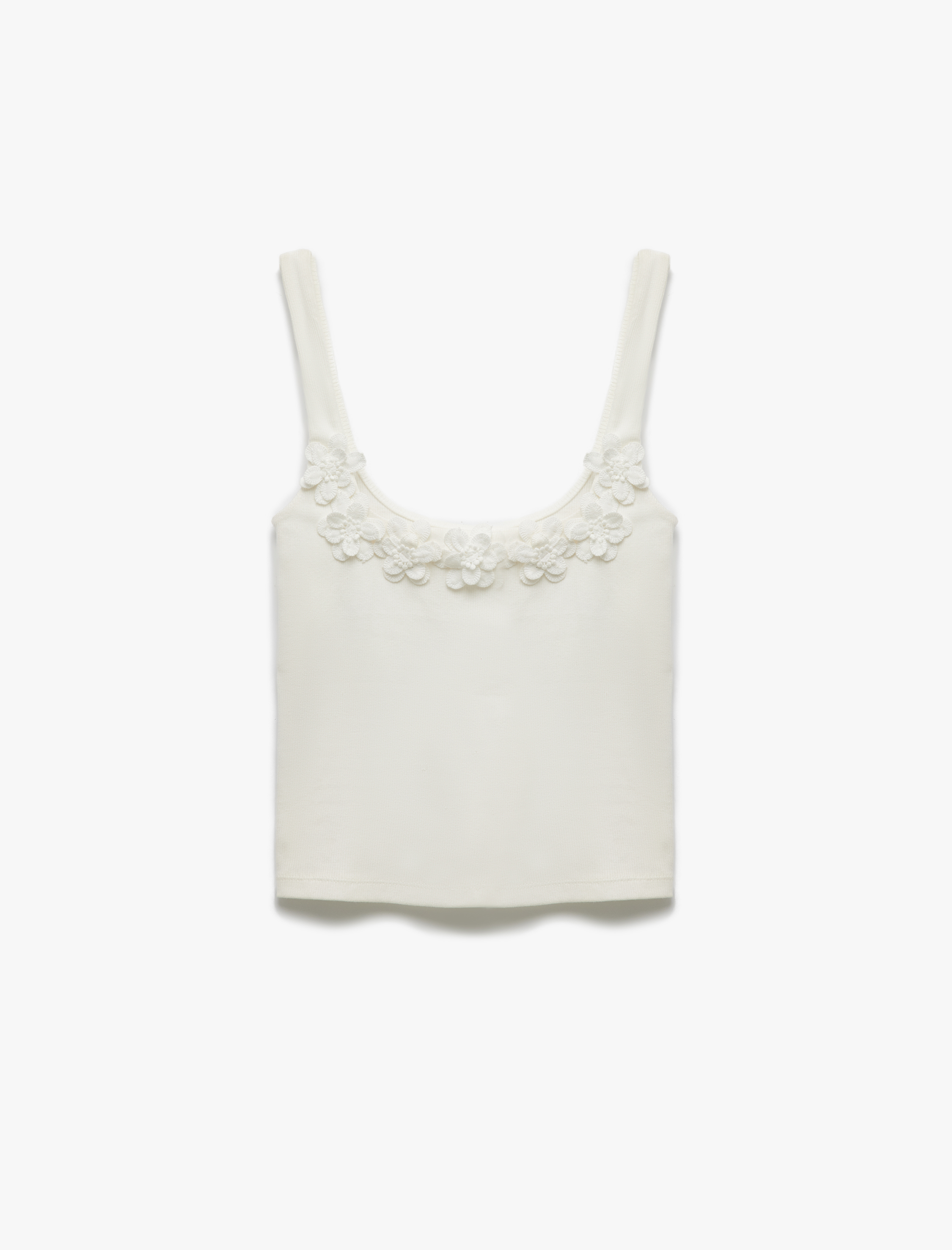   Koton X Sibil Çetinkaya - Kolsuz Pamuklu Çiçek Aplike Detaylı Kare Yaka Askılı Bluz