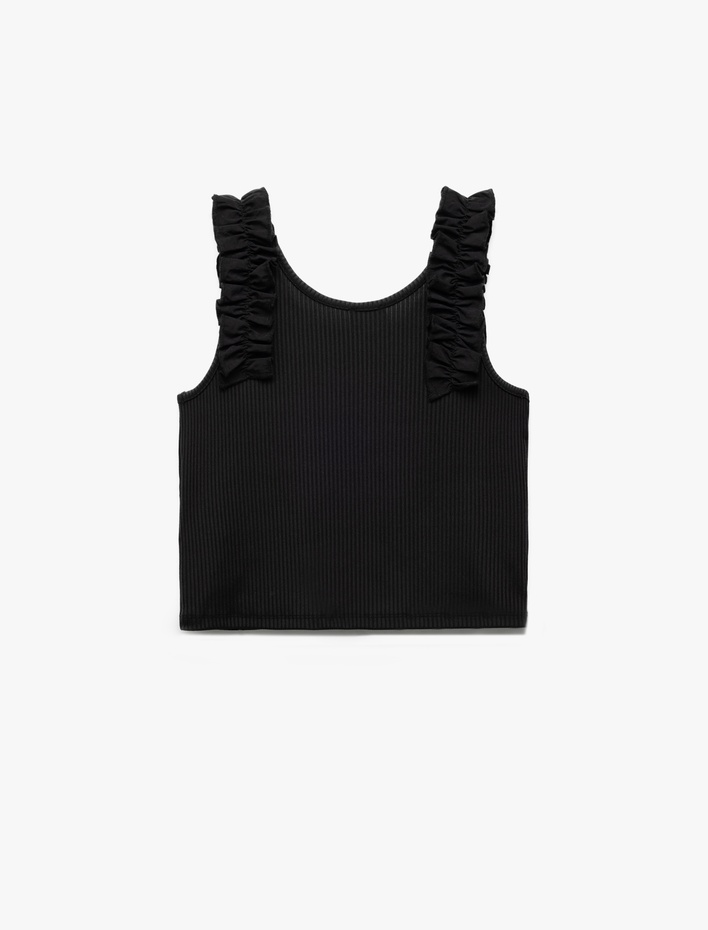 Kız Çocuk Bisiklet Yaka Fırfır Detaylı Kaşkorse Atlet