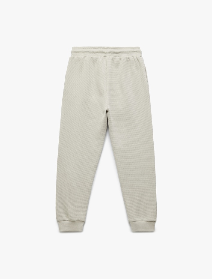 Erkek Çocuk Pamuklu Beli Bağcıklı Dokulu Basic Jogger Eşofman Altı