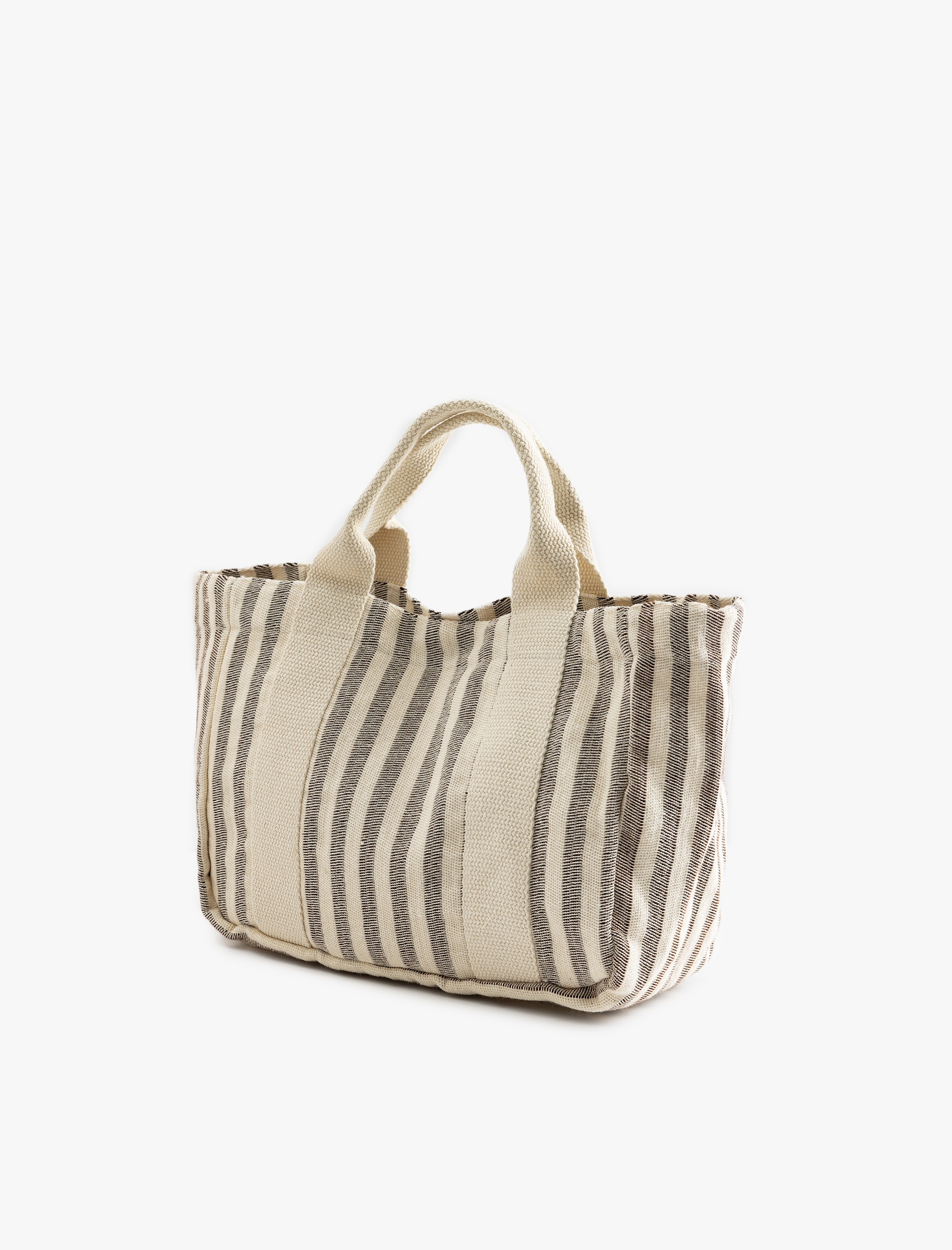  Kadın Düğmeli Çizgili Tote Çanta