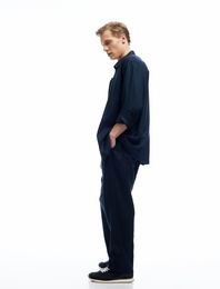 Beli Bağcıklı Regular Fit Chino Keten Pantolon