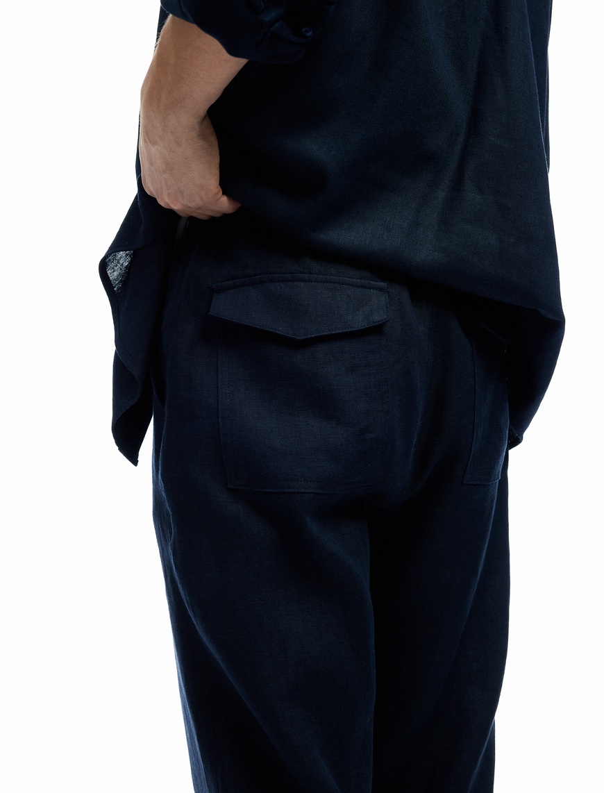   Beli Bağcıklı Regular Fit Chino Keten Pantolon