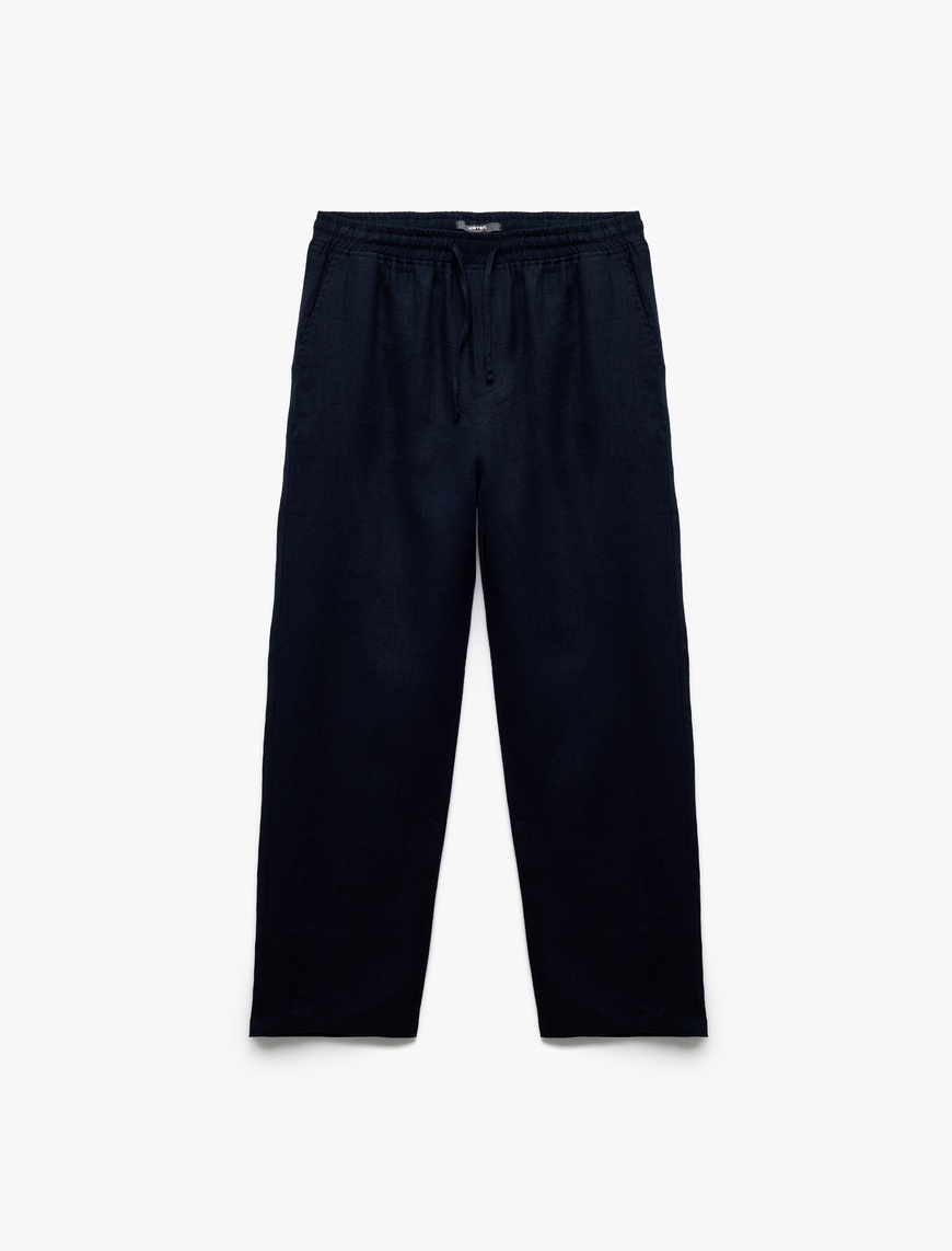   Beli Bağcıklı Regular Fit Chino Keten Pantolon